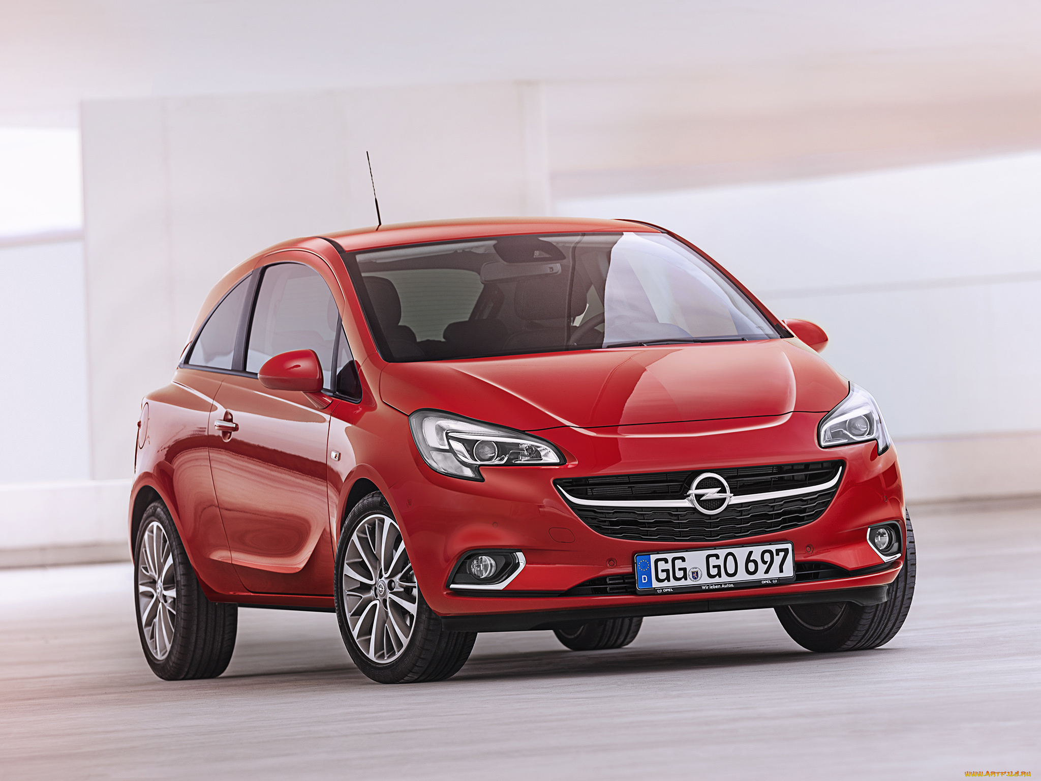 автомобили, opel, corsa, 5-door, 2014г, красный