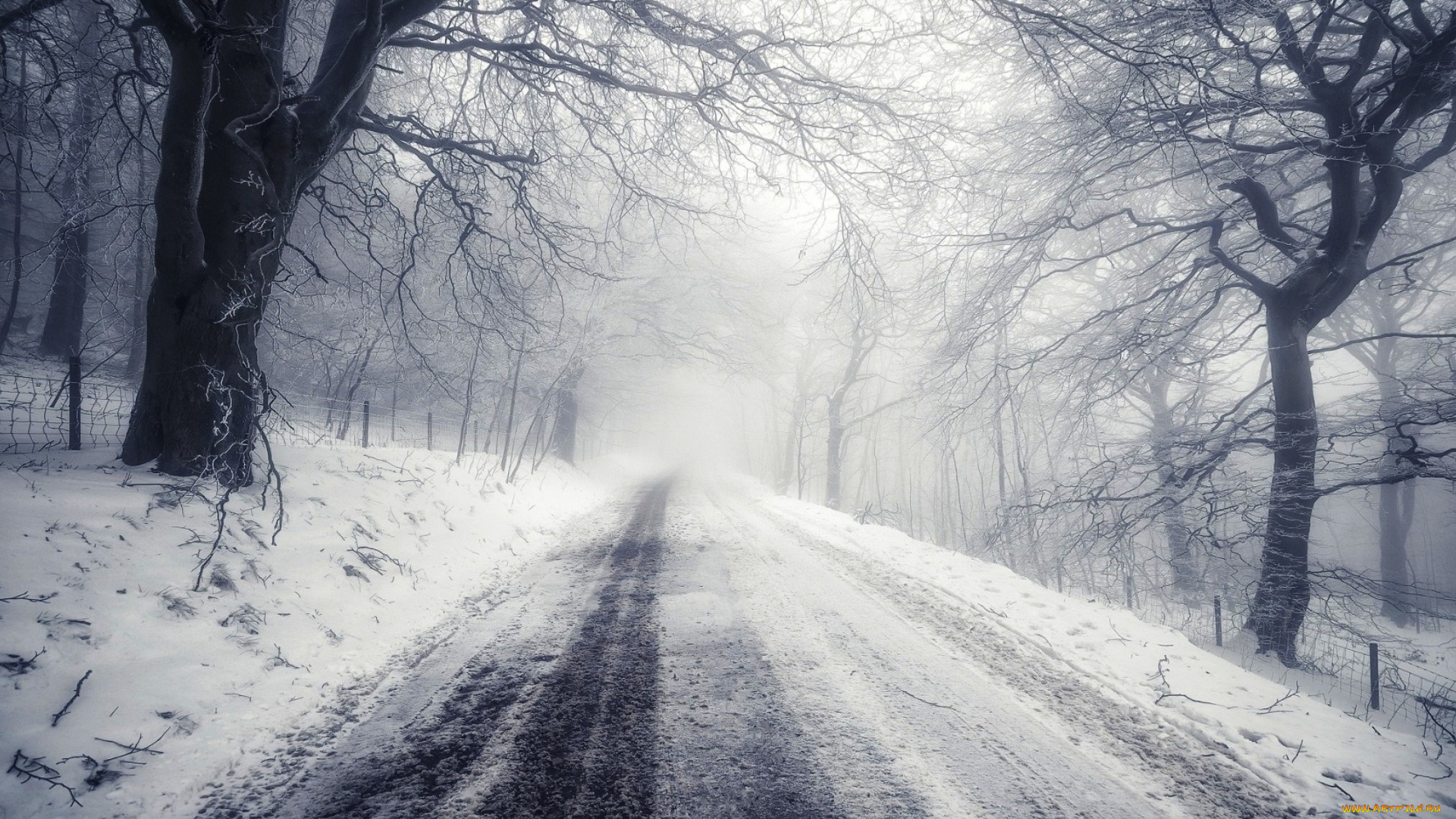 природа, дороги, дорога, зима