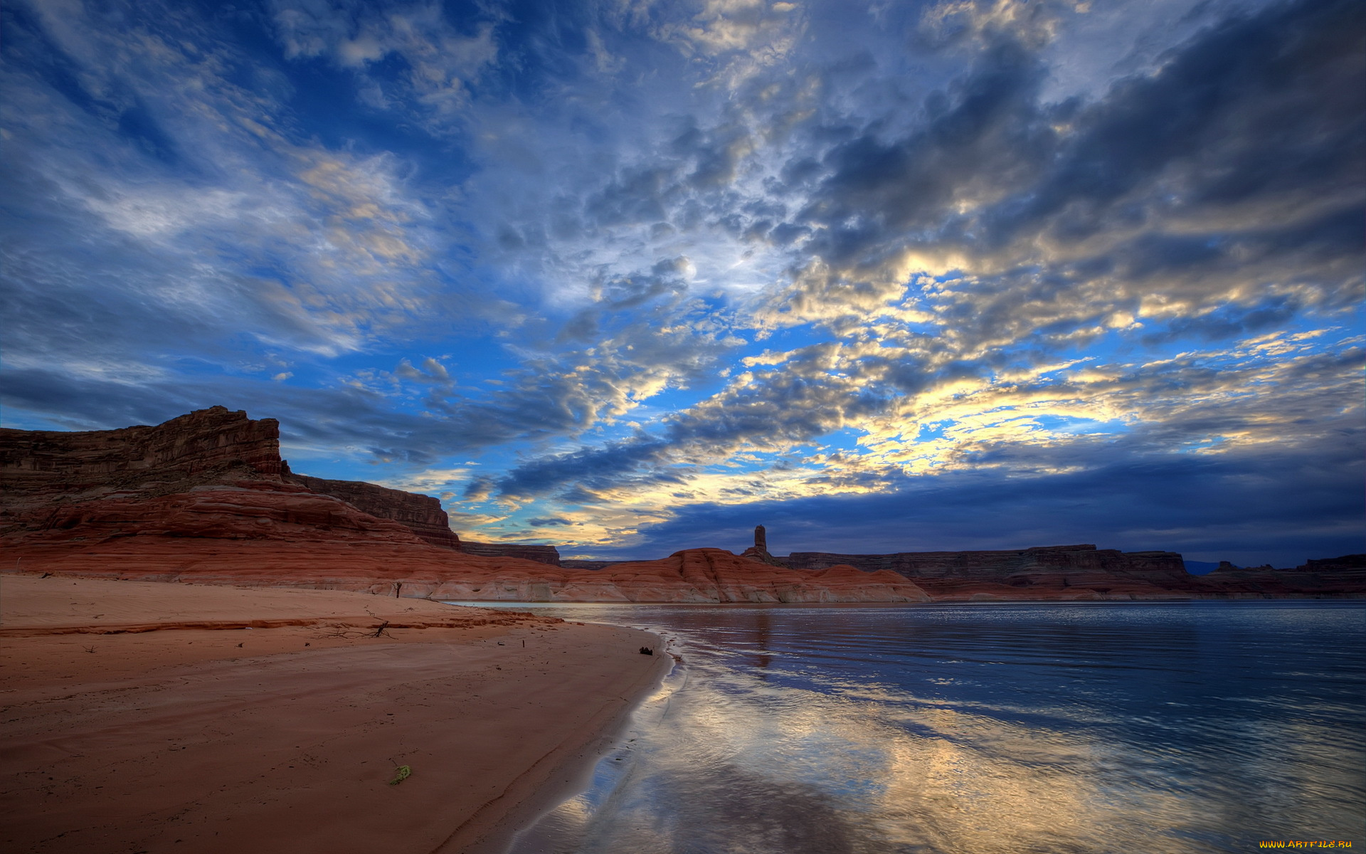 природа, побережье, пейзаж, небо, lake, powell