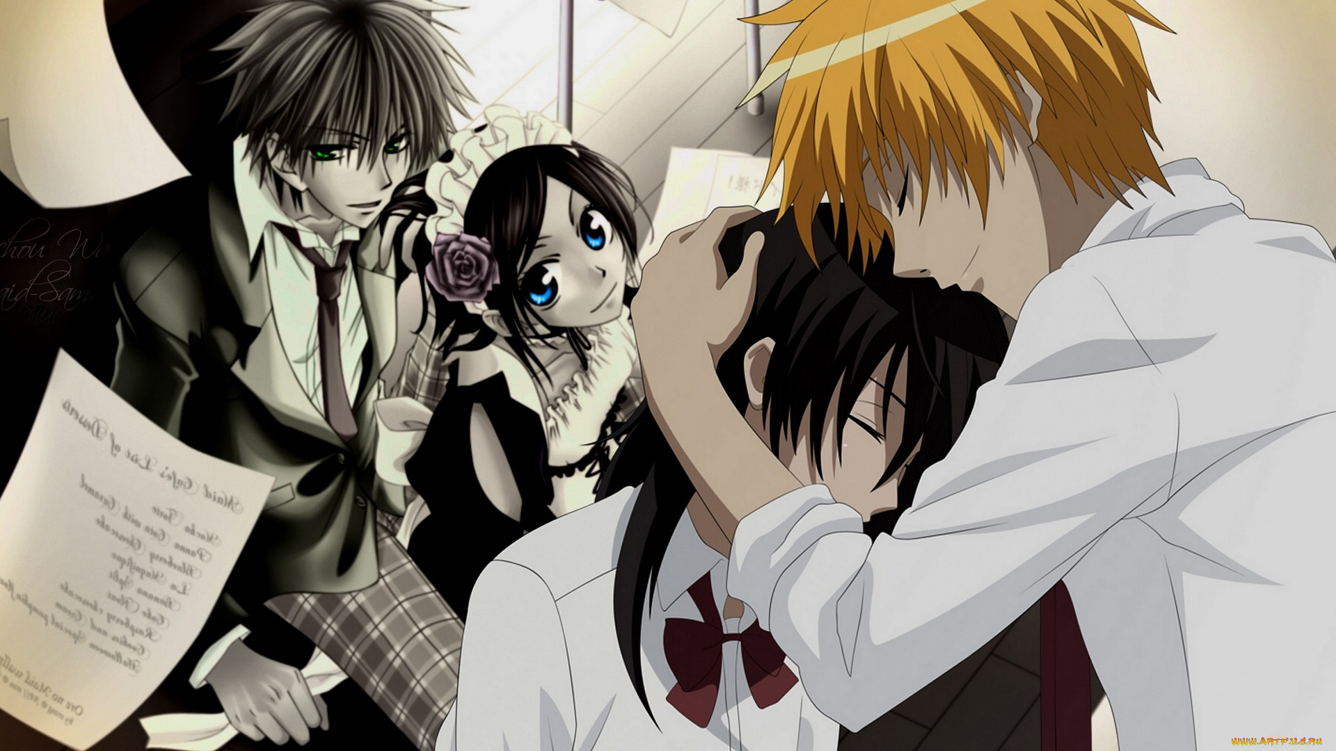 аниме, kaichou, wa, maid-sama, девушка, парень