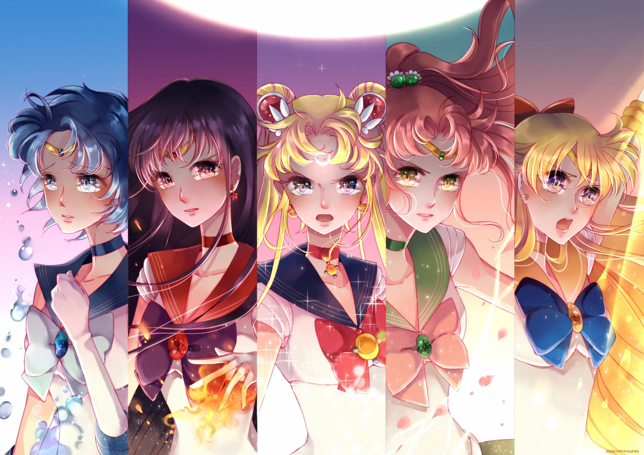 аниме, sailor, moon, войны, девушки, girls, venus, mercury, jupiter, sailor, moon, mars