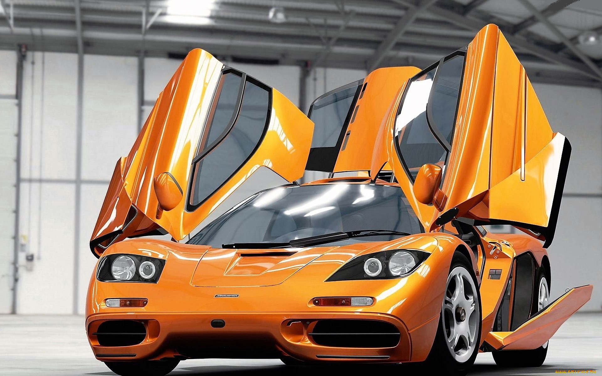 mclaren, f1, автомобили, 3д, желтый, двери