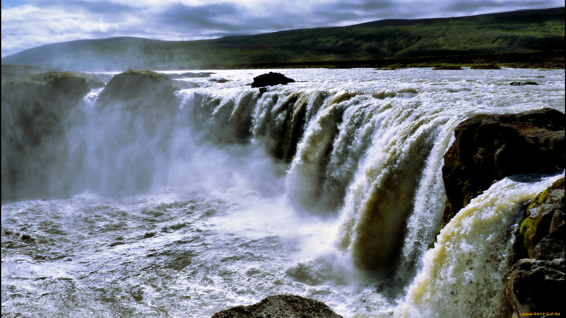 исландия, godafoss, waterfall, природа, водопады, водопад