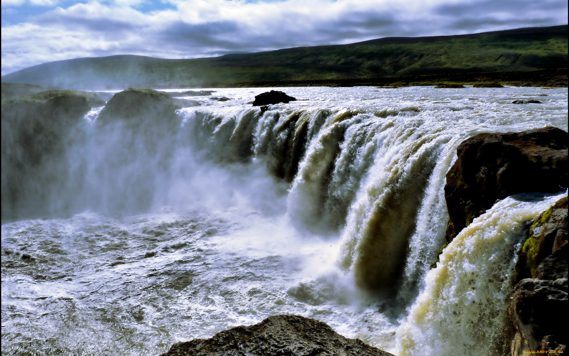 исландия, godafoss, waterfall, природа, водопады, водопад