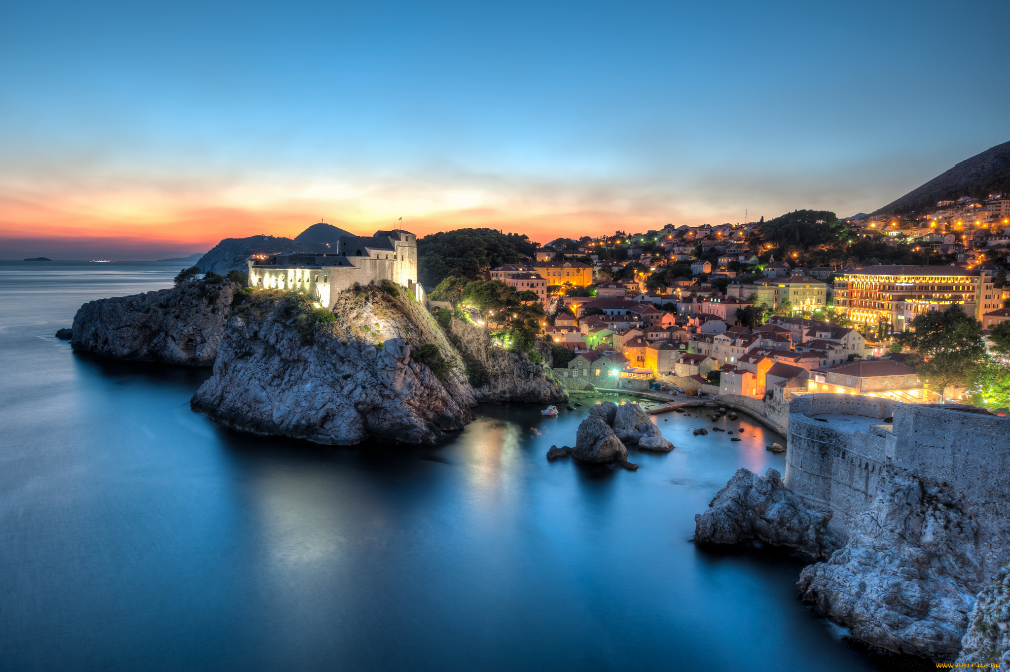 dubrovnik, croatia, города, дубровник, хорватия, море, закат, пейзаж, панорама, побережье