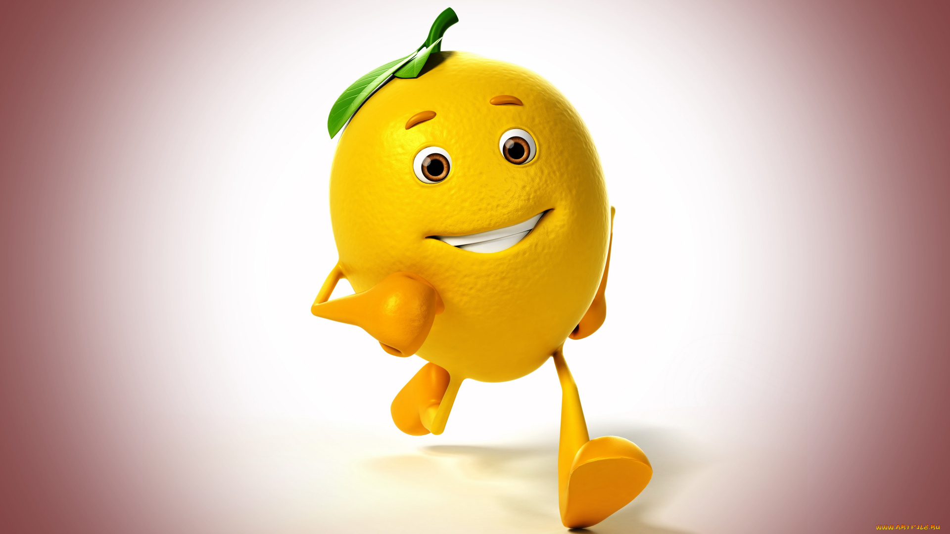 3д, графика, юмор, , humor, лимон, background, lemon, 3d, улыбка, походка, фон, smile, walk