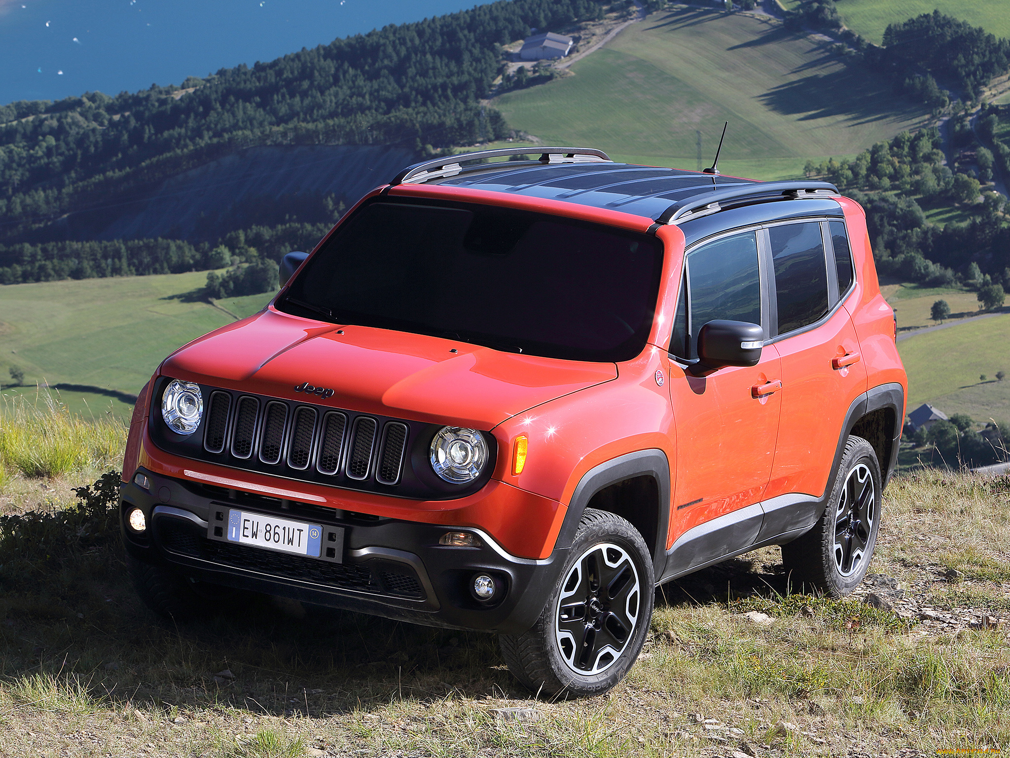 автомобили, jeep, 2014г, eu-spec, trailhawk, renegade, красный