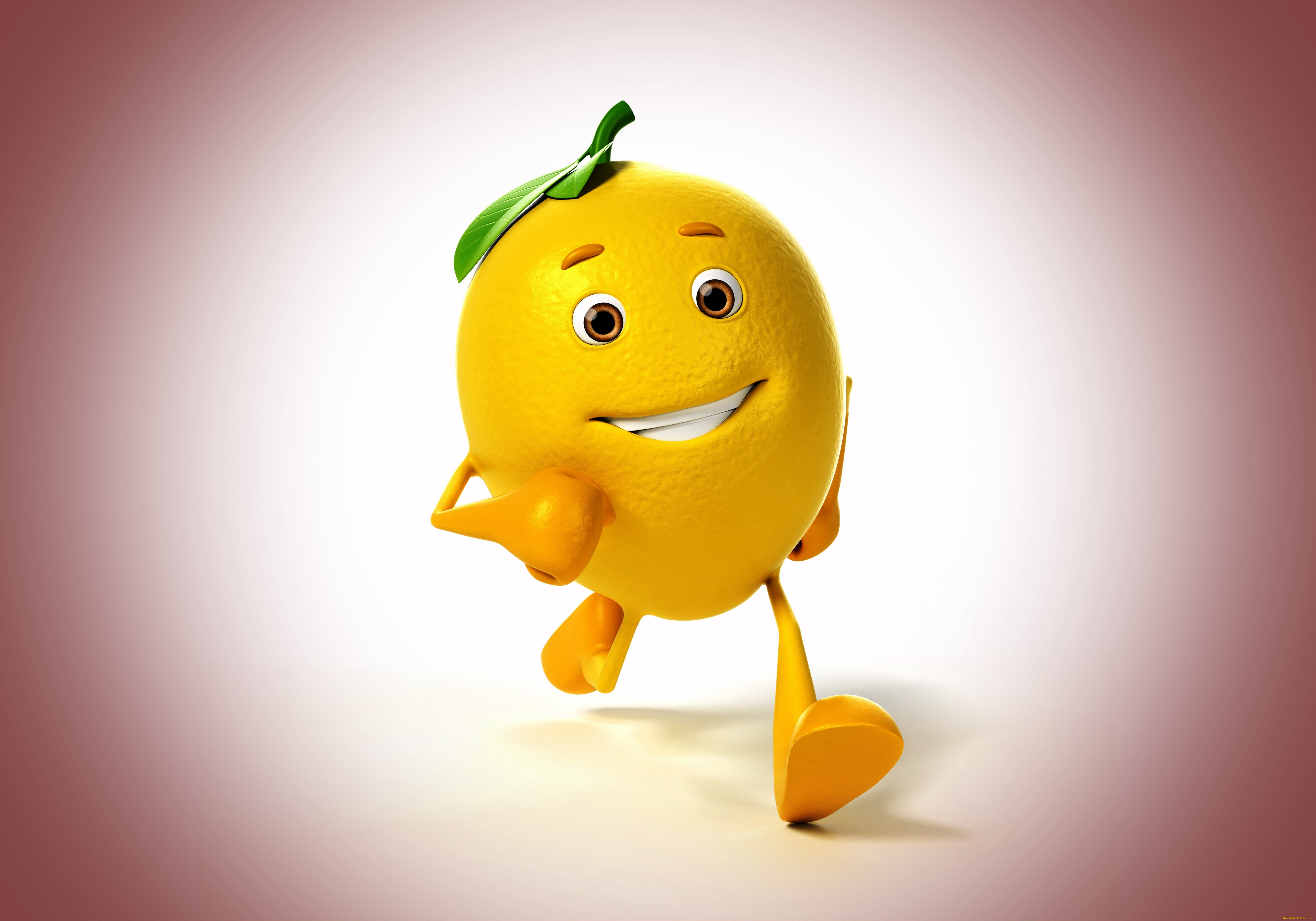 3д, графика, юмор, , humor, лимон, background, lemon, 3d, улыбка, походка, фон, smile, walk