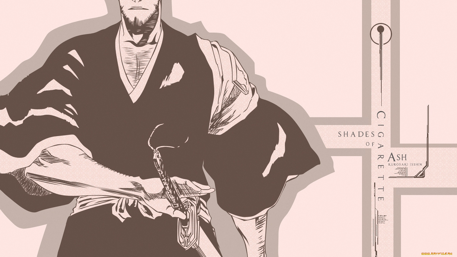 аниме, bleach, воин, kurosaki, isshin, меч, shinigami