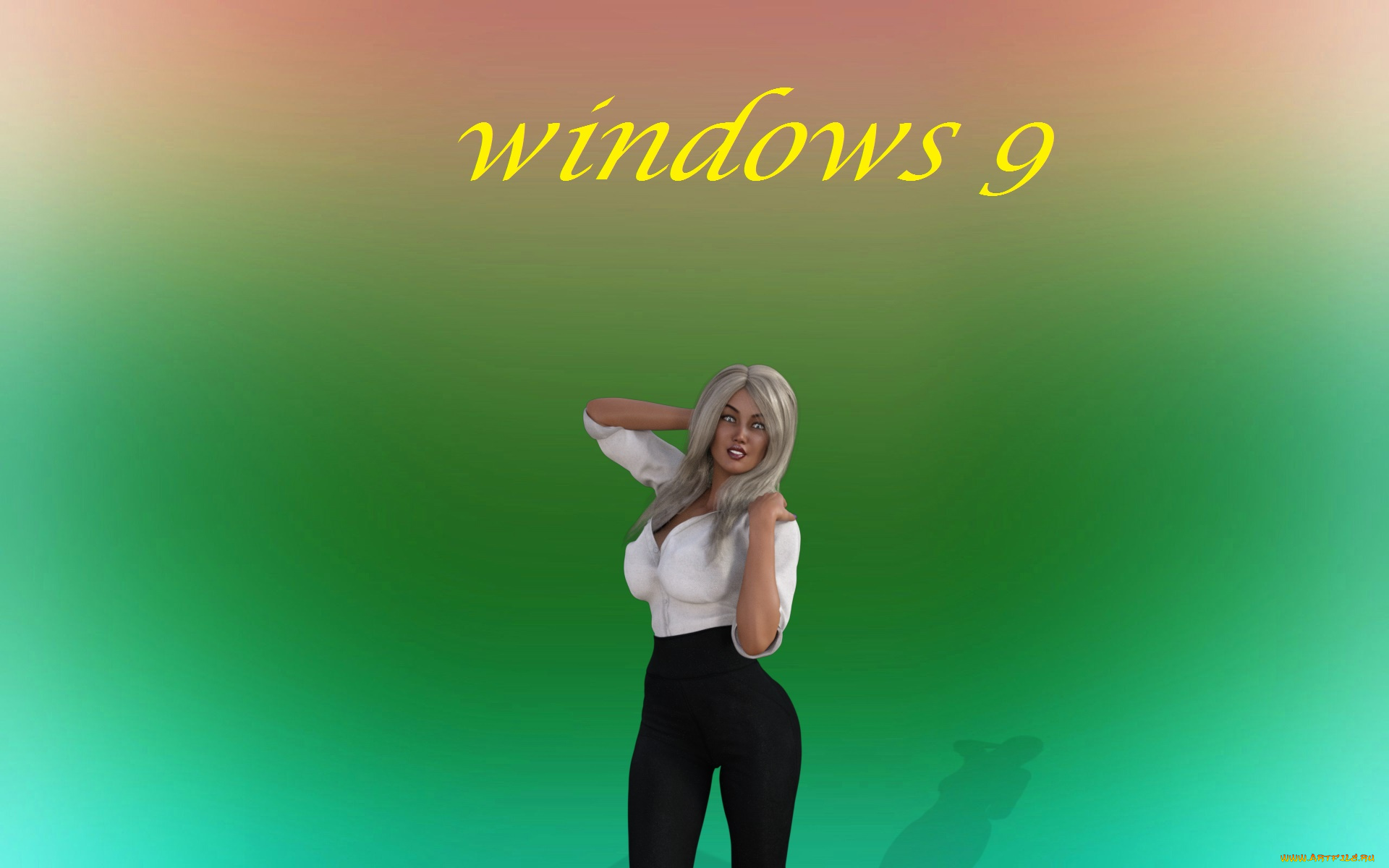 компьютеры, windows, 9, логотип, фон, взгляд, девушка