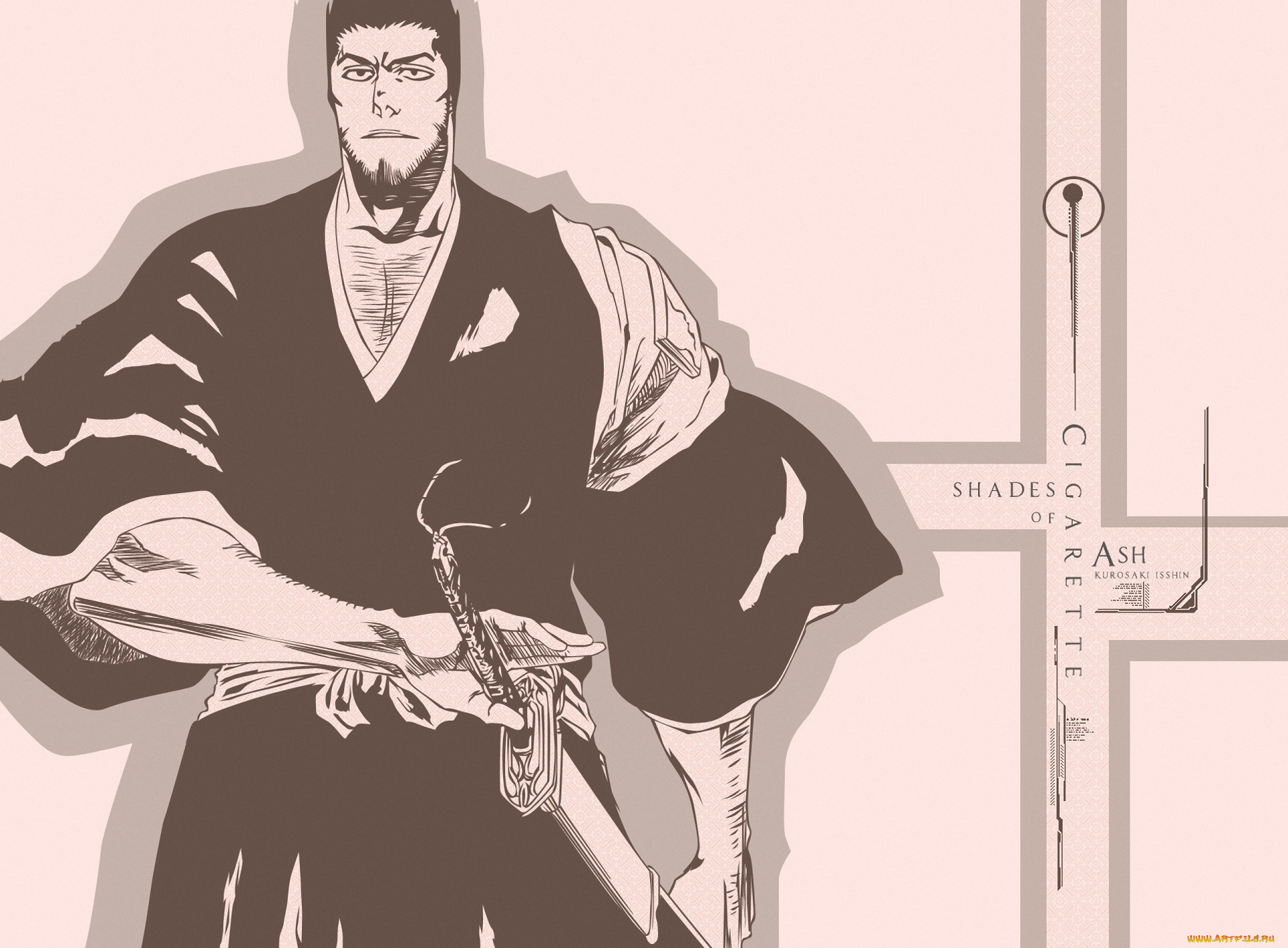 аниме, bleach, воин, kurosaki, isshin, меч, shinigami