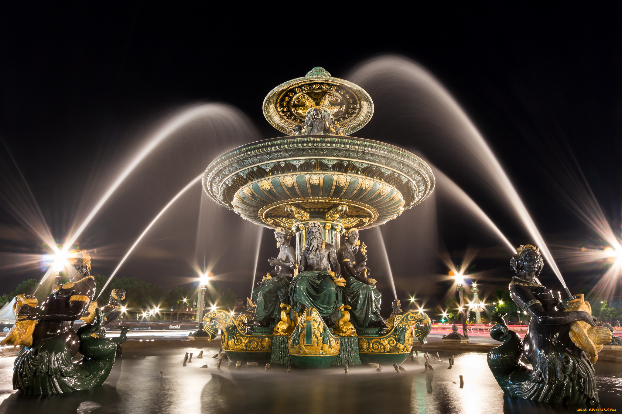 fontaine, place, de, la, concorde, города, -, фонтаны, фонтан