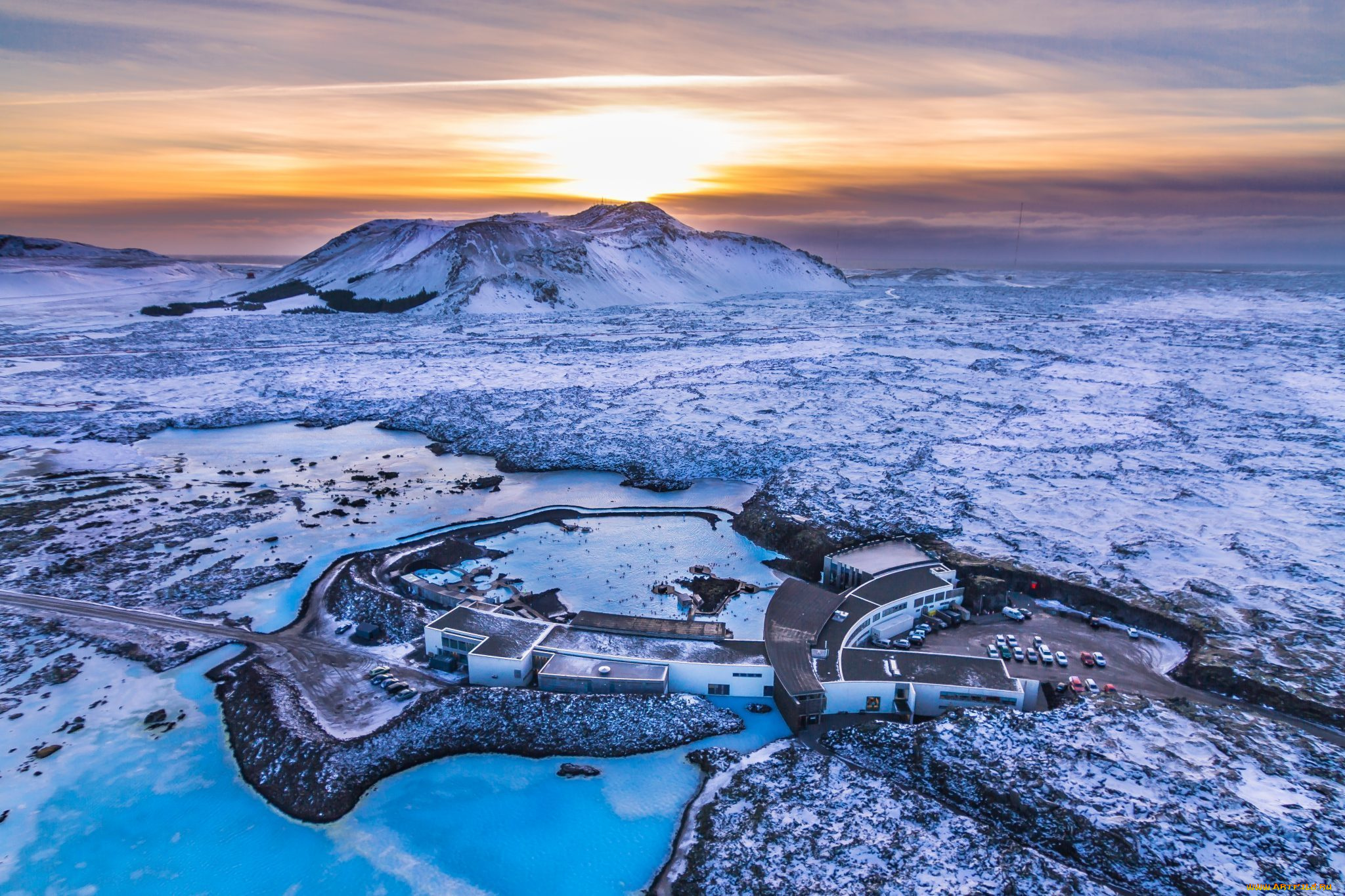 исландия, города, -, пейзажи, туризм, лед, снег, гейзеры, озеро, закат, wallhaven, пейзаж, зима, с, высоты, птичьего, полета