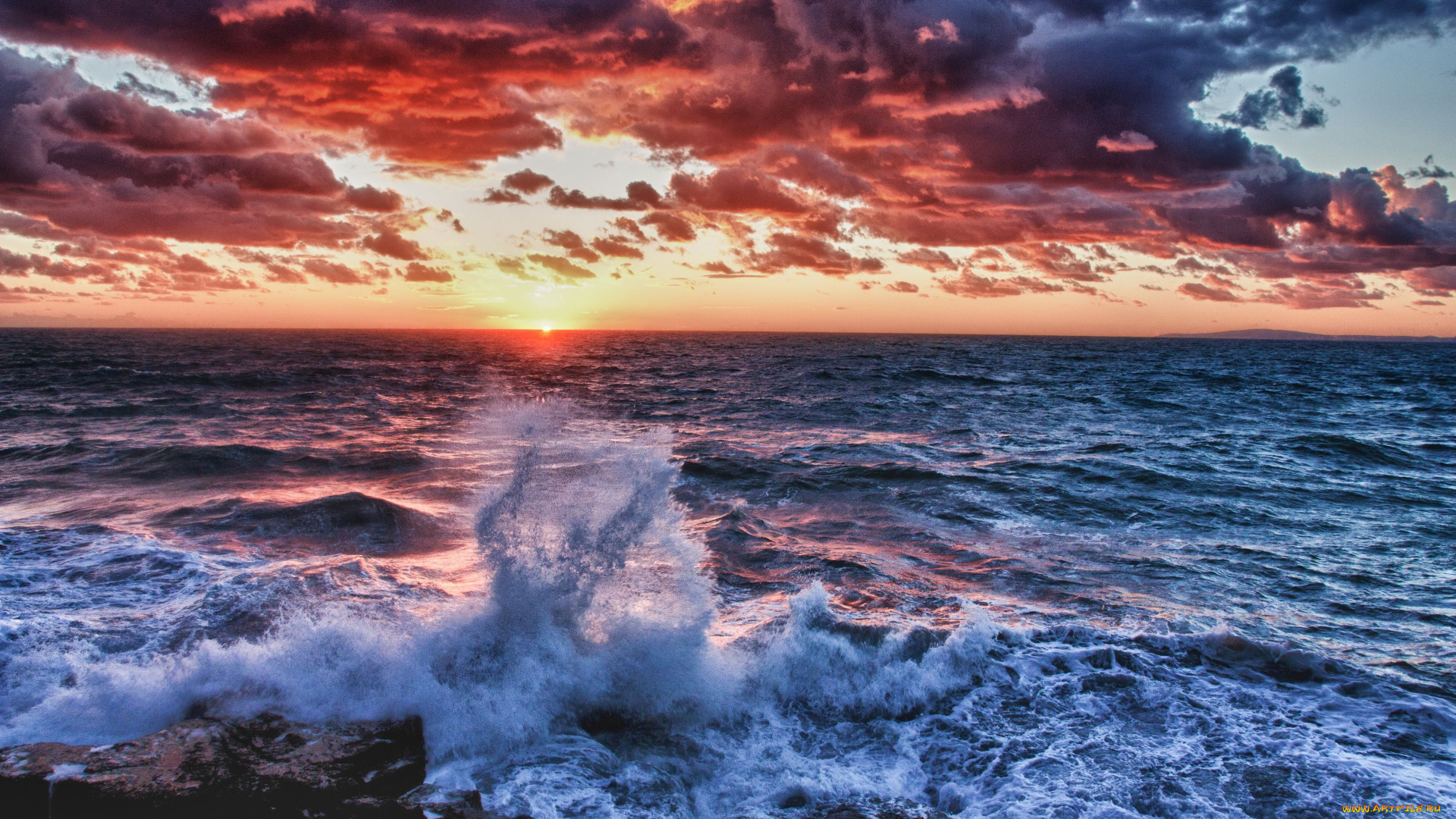 природа, моря, океаны, облака, восход, море