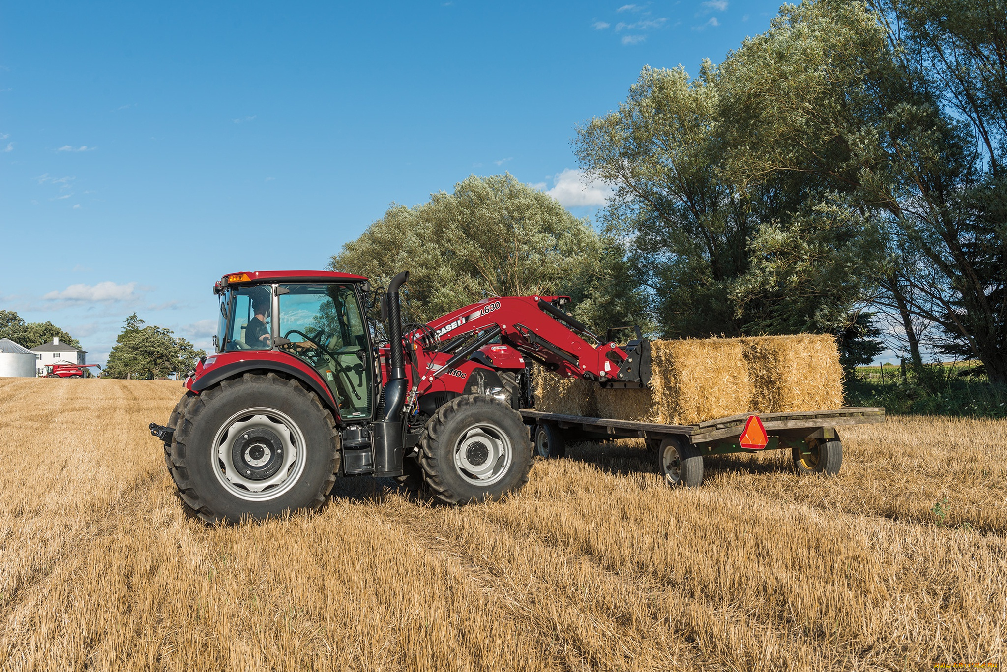 техника, фронтальные, погрузчики, поле, сено, case, ih, farmall, 110c, трактор