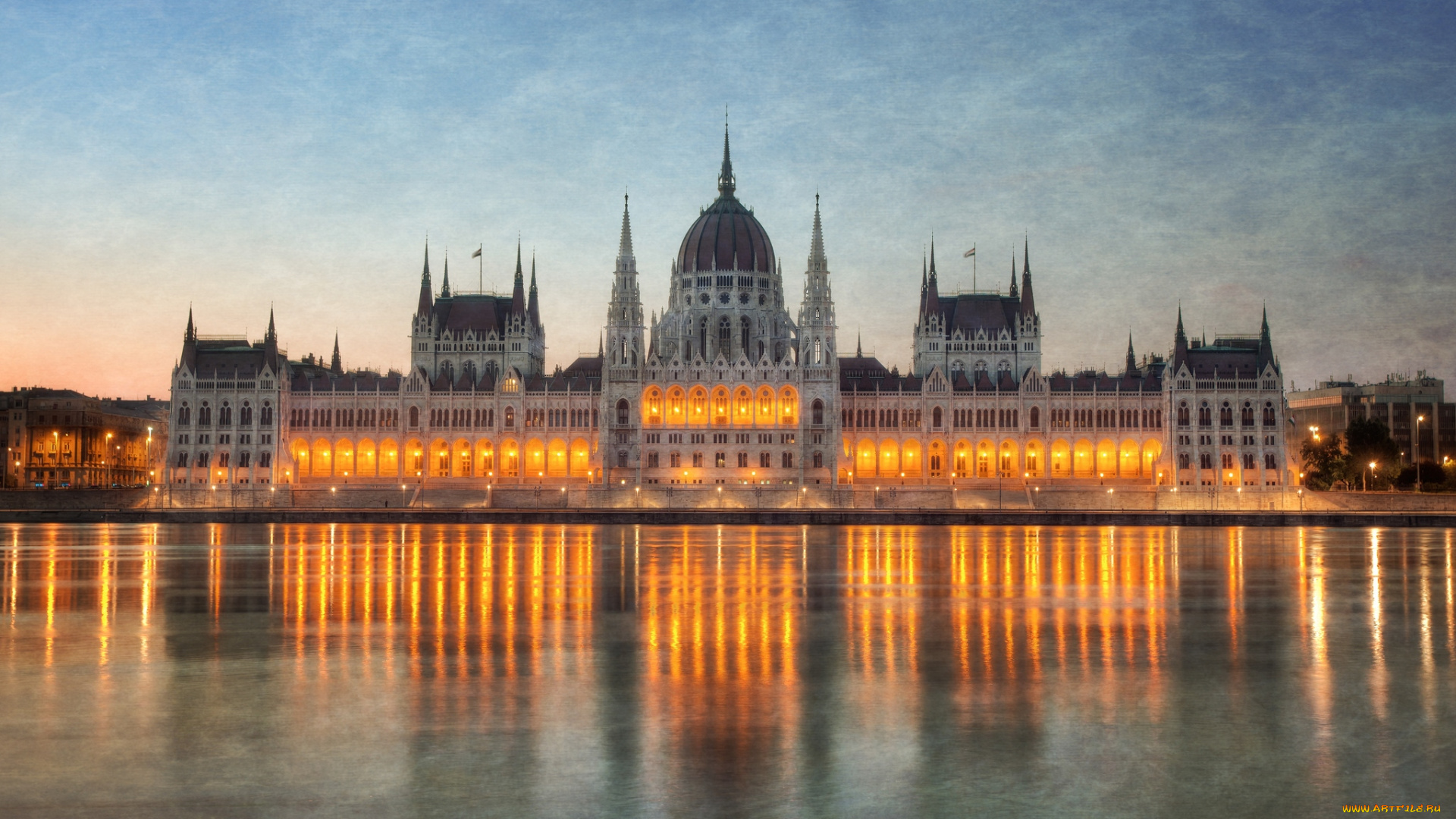 города, будапешт, венгрия, огни, парламент