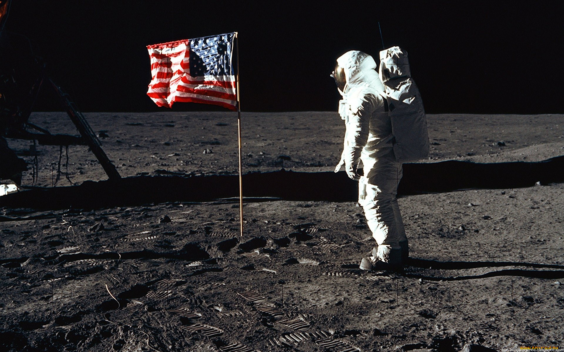 apollo, 11, космос, луна, следы, флаг, астронавт