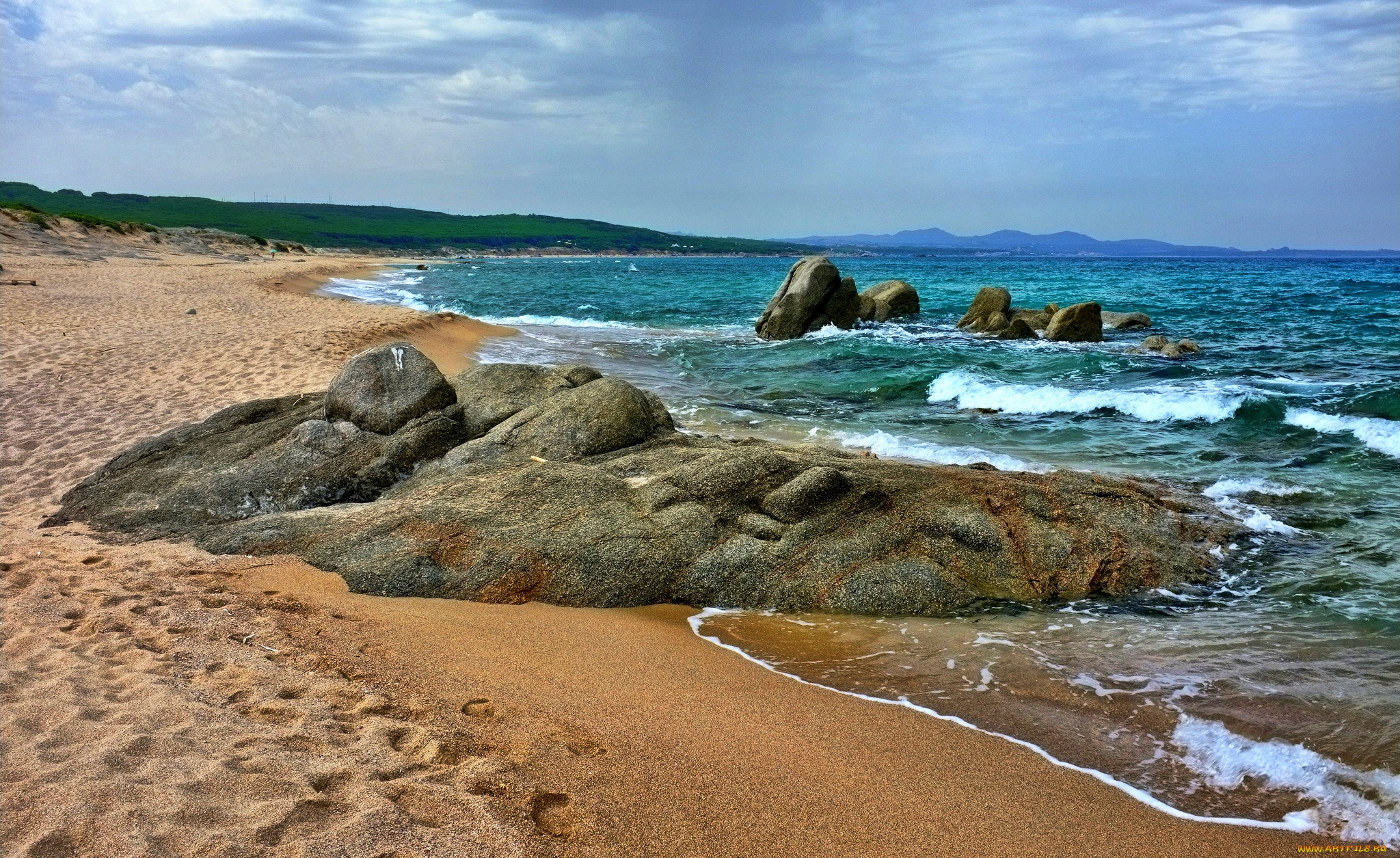 природа, побережье, океан, пляж, песок, камни