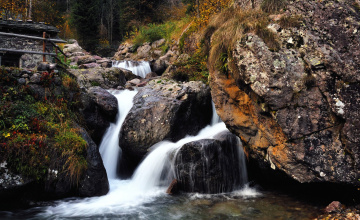 Картинка природа водопады река лес водопад пороги камни
