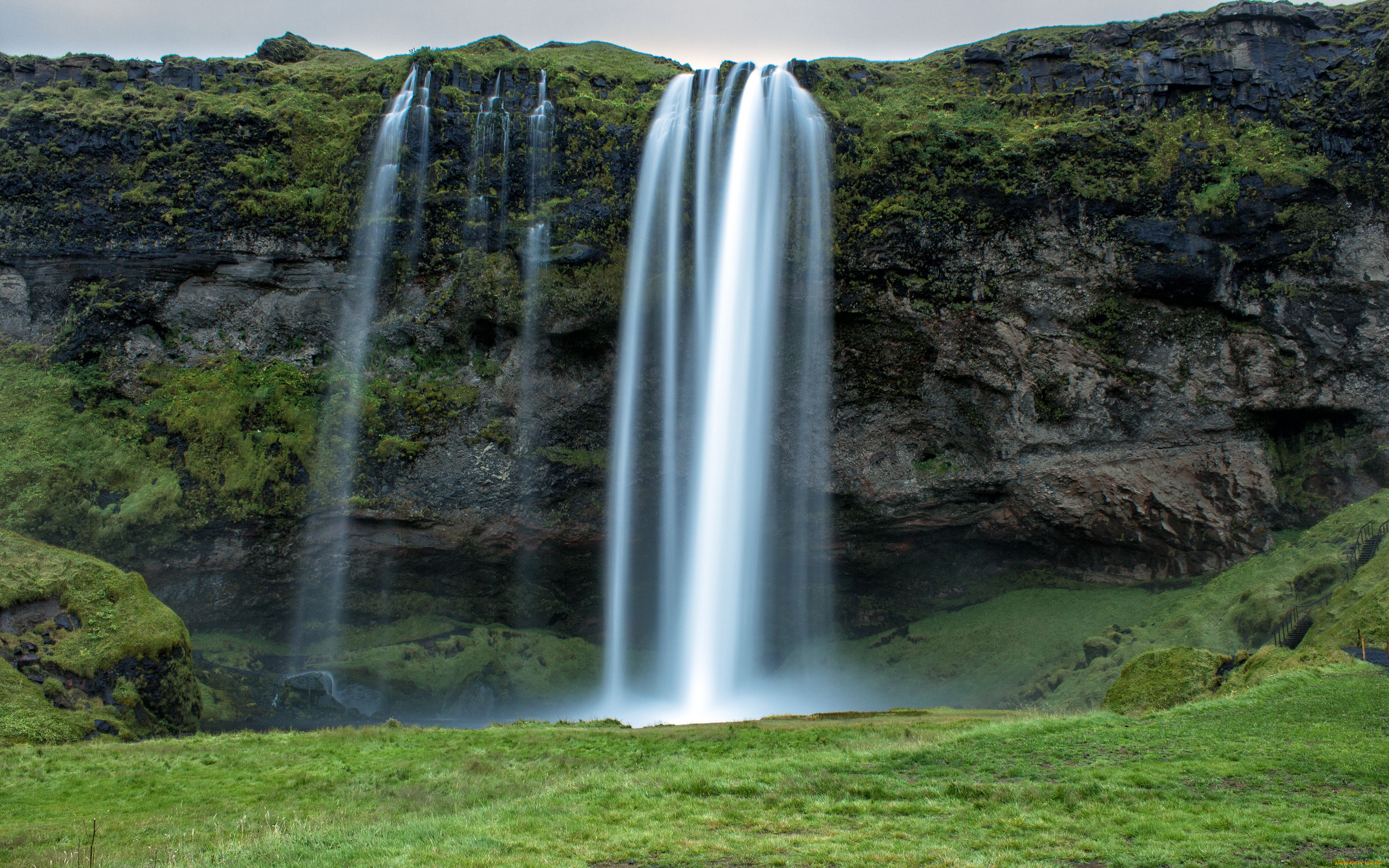 seljalandsfoss, waterfall, iceland, природа, водопады, исландия, водопад, селйяландсфосс, поток, скала