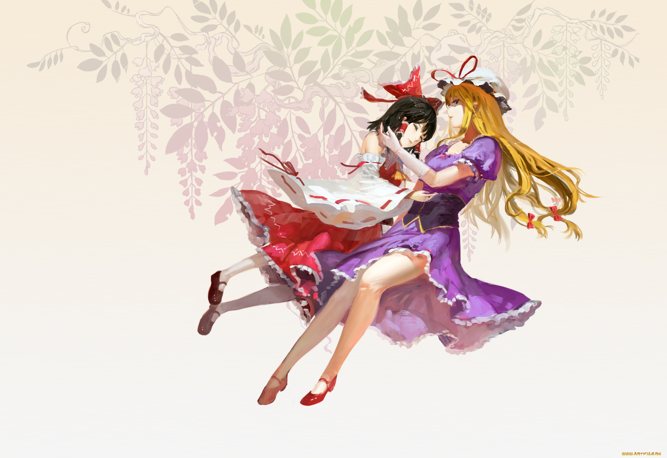 аниме, touhou, фон, взгляд, девушки