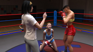 Картинка 3д+графика спорт+ sport ринг фон взгляд девушки бокс