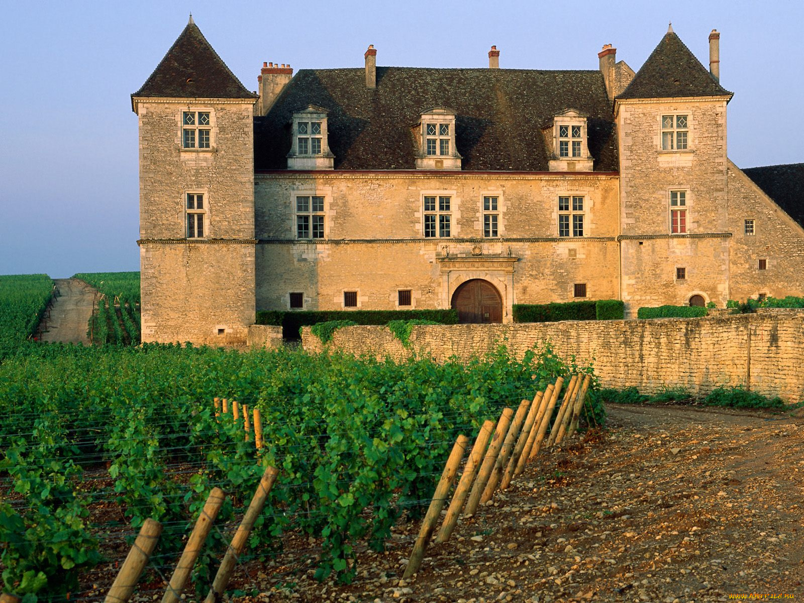 clos, de, vougeot, vineyard, france, города, дворцы, замки, крепости