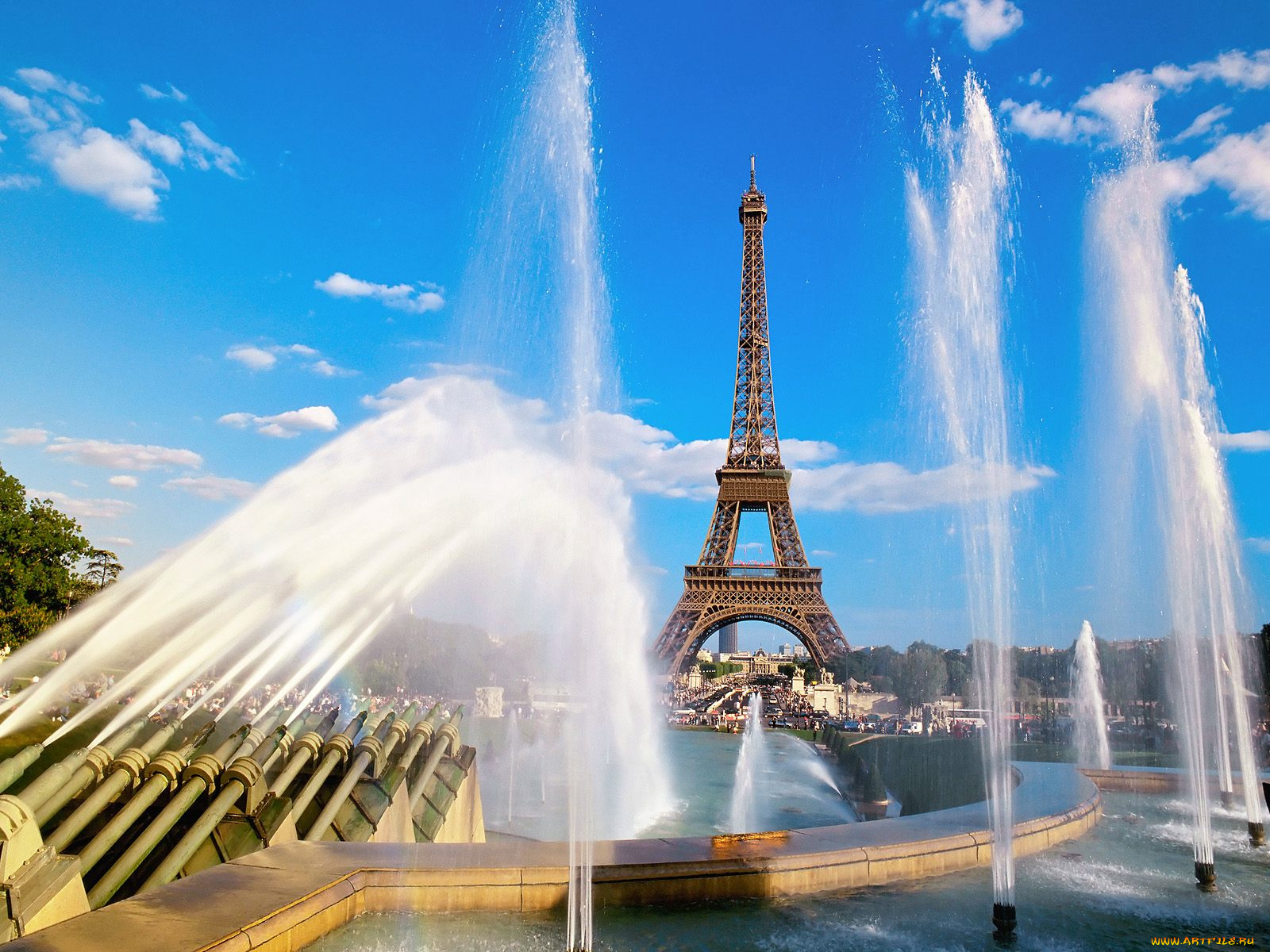 eiffel, tower, and, fountain, paris, france, города, париж, франция