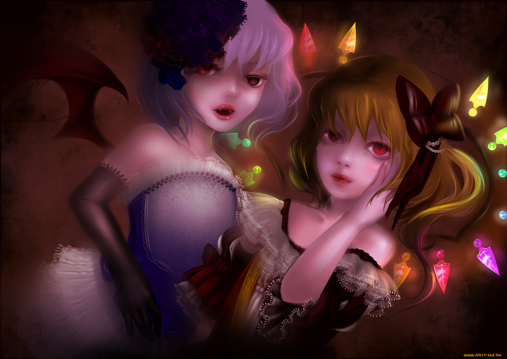 аниме, touhou, remilia, scarlet, flandre