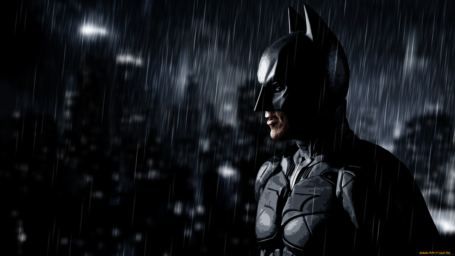 бэтмен, рисованные, комиксы, дождь, рыцарь, плащ, маска
