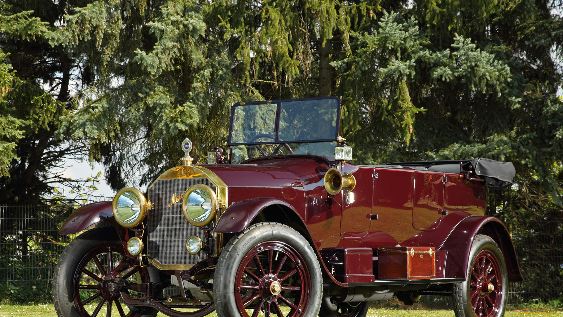 автомобили, классика, open, siebensitzer, 22-50, mercedes, tourer, 1915, г, вишневый