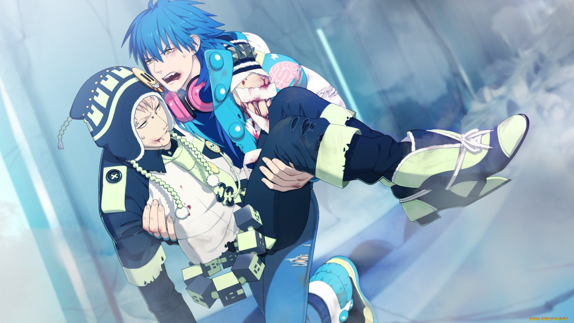 аниме, dramatical, murder, спасение, кровь, парни, драматическое, убийство, аоба