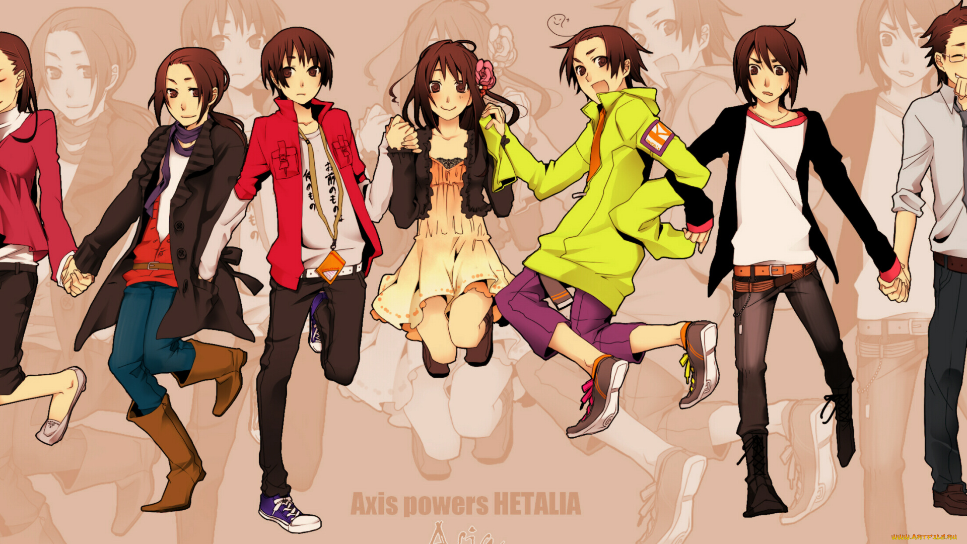 аниме, hetalia, , axis, powers, арт, парни, девушки