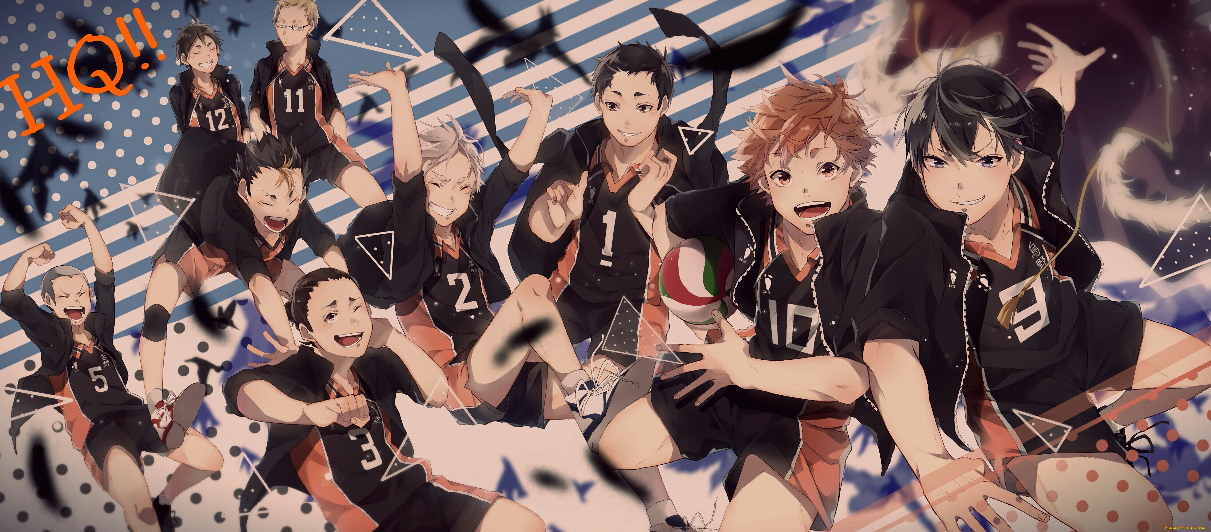 аниме, haikyuu, парени, команда, арт, волейбол