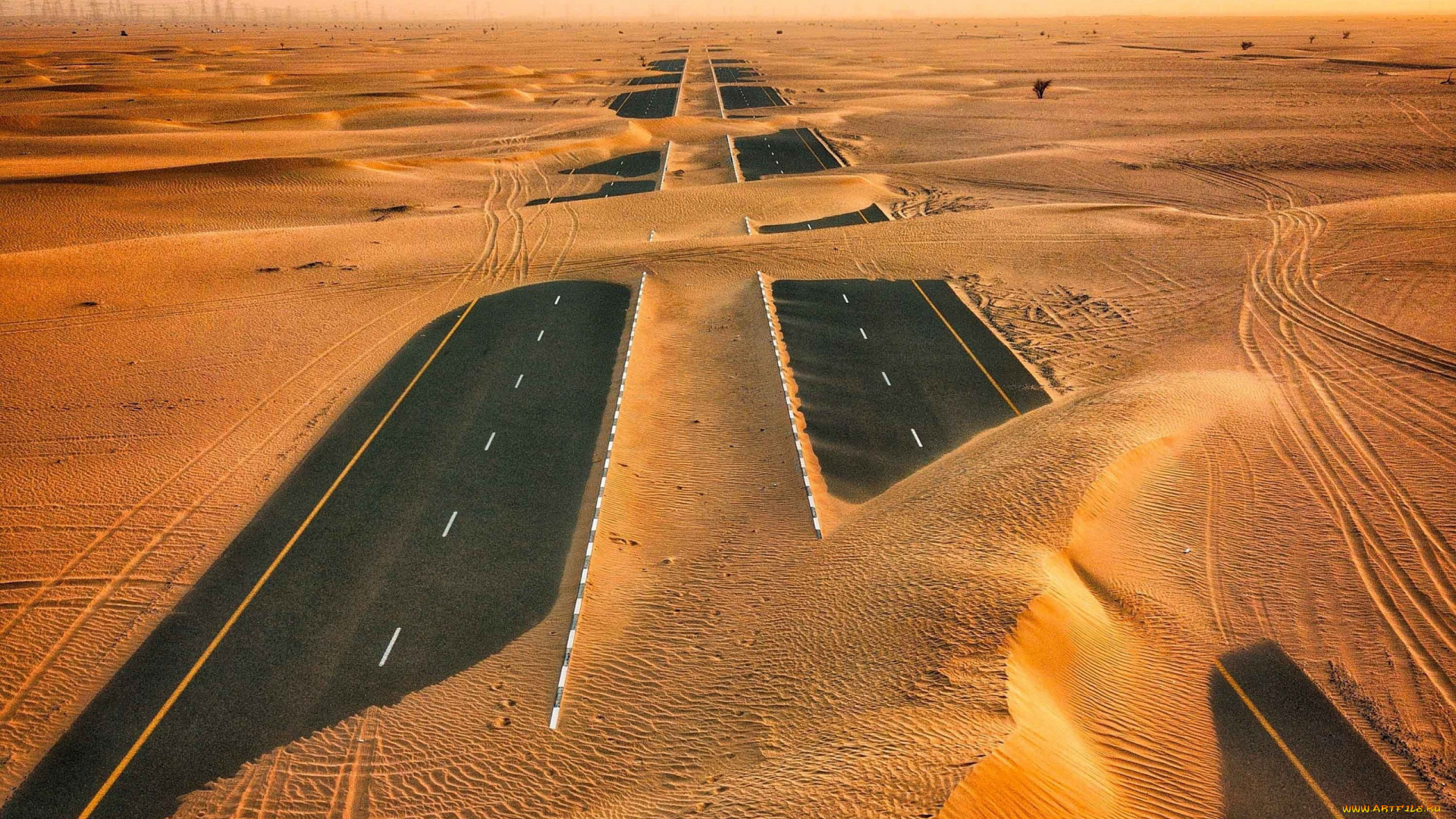 природа, дороги, песок, пустыня, шоссе
