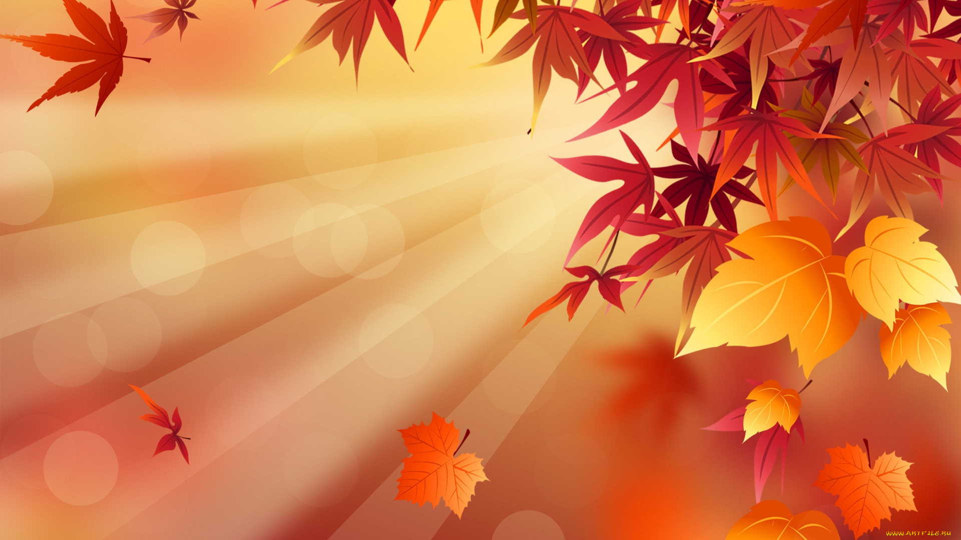 векторная, графика, природа, , nature, осень, листья