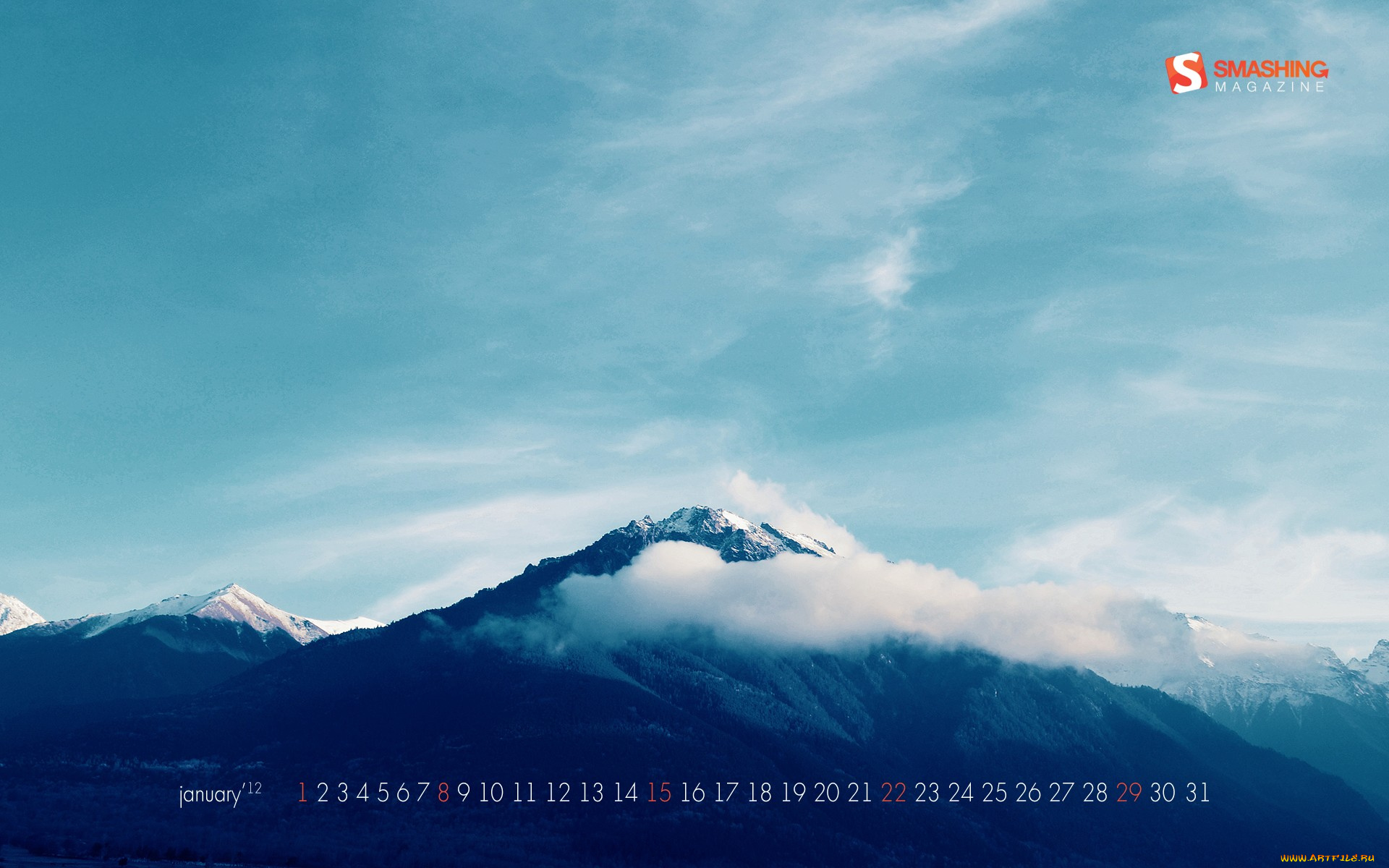 календари, природа, горы, облака