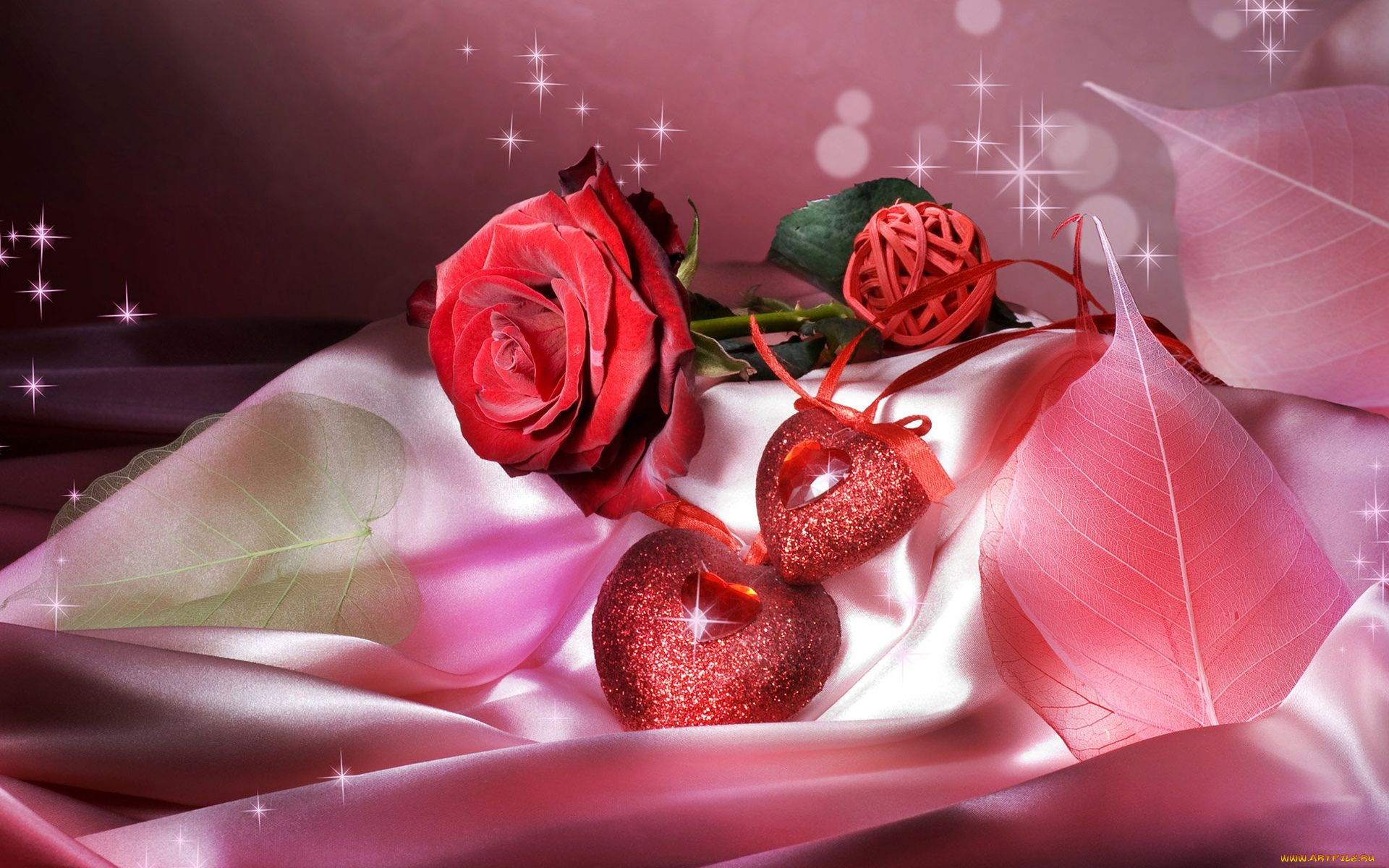 праздничные, день, св, валентина, сердечки, любовь, роза