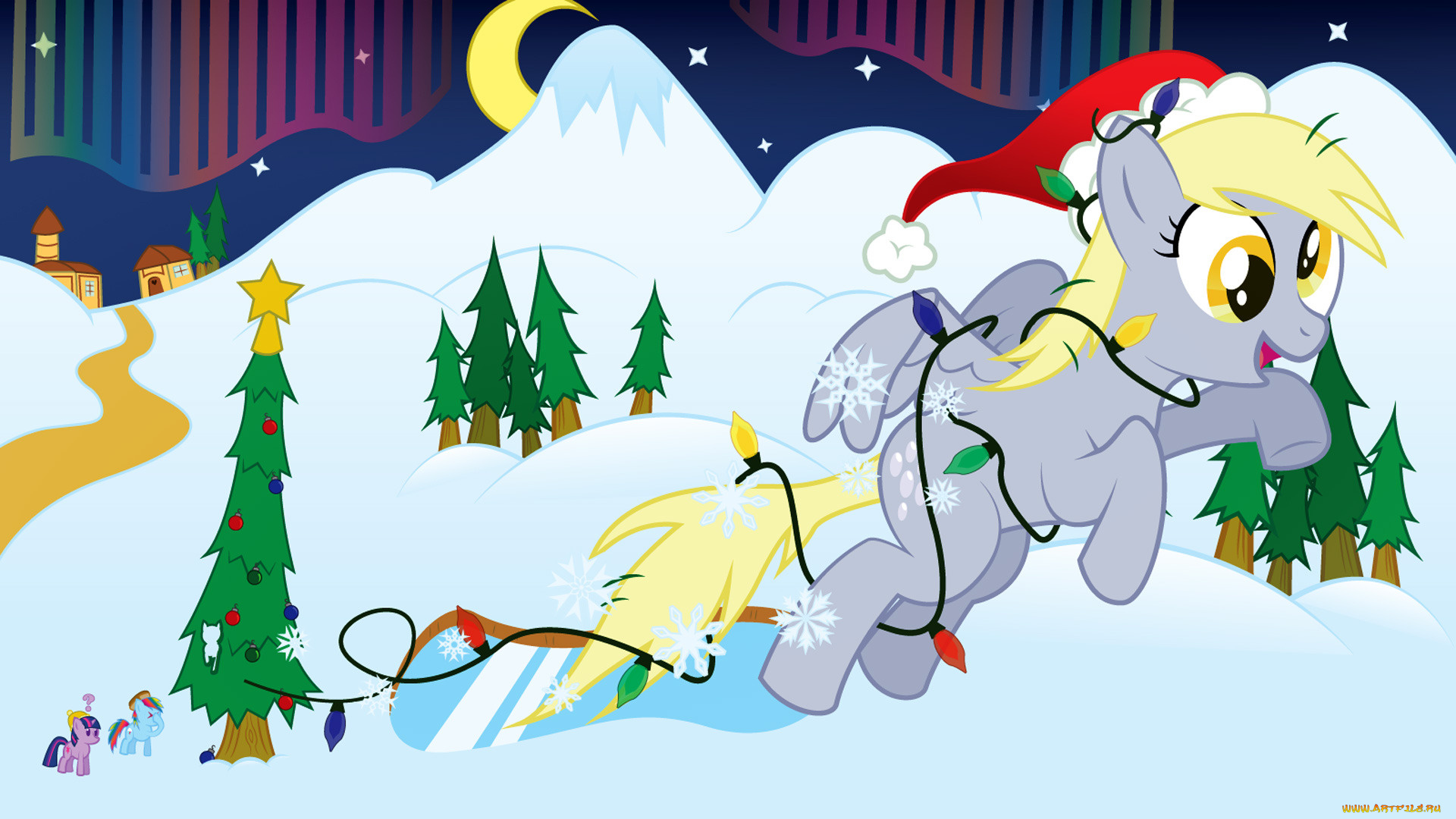 мультфильмы, my, little, pony, пони, снег, елки