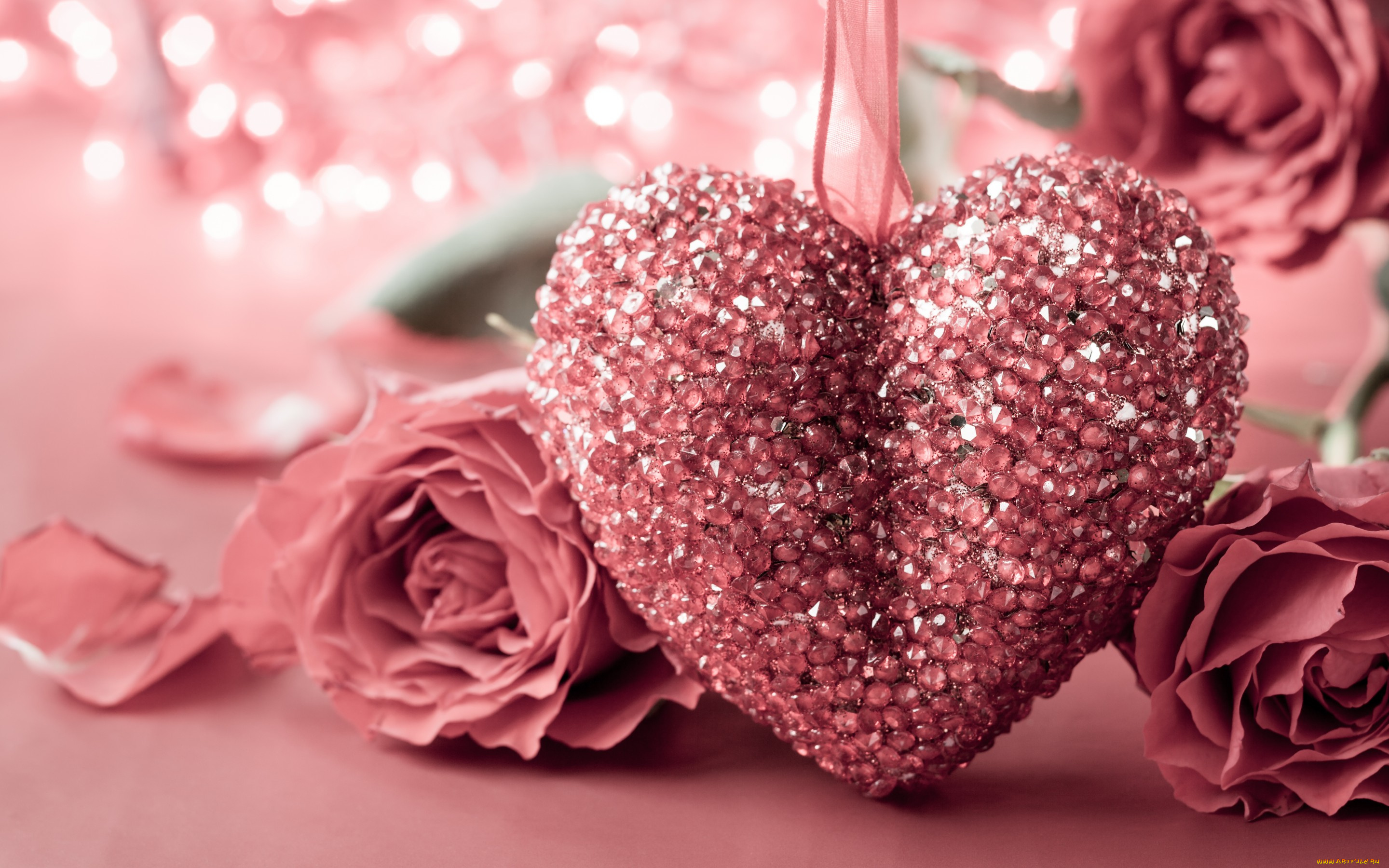праздничные, день, святого, валентина, , сердечки, , любовь, valentine's, day, romantic, heart, love, rose, pink, сердце, роза