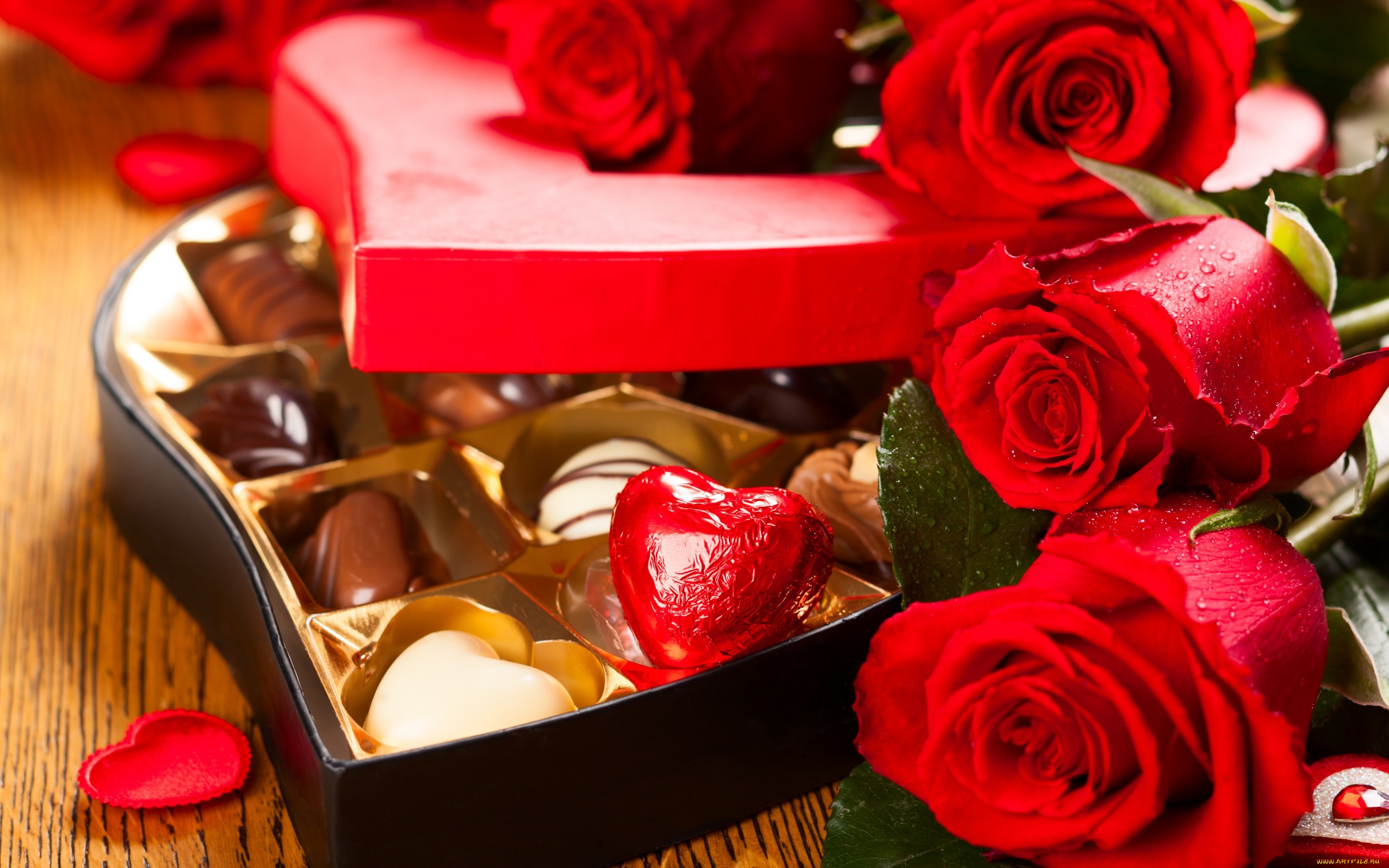 праздничные, день, святого, валентина, , сердечки, , любовь, valentine's, day, romantic, heart, love, rose, шоколад, конфеты, розы