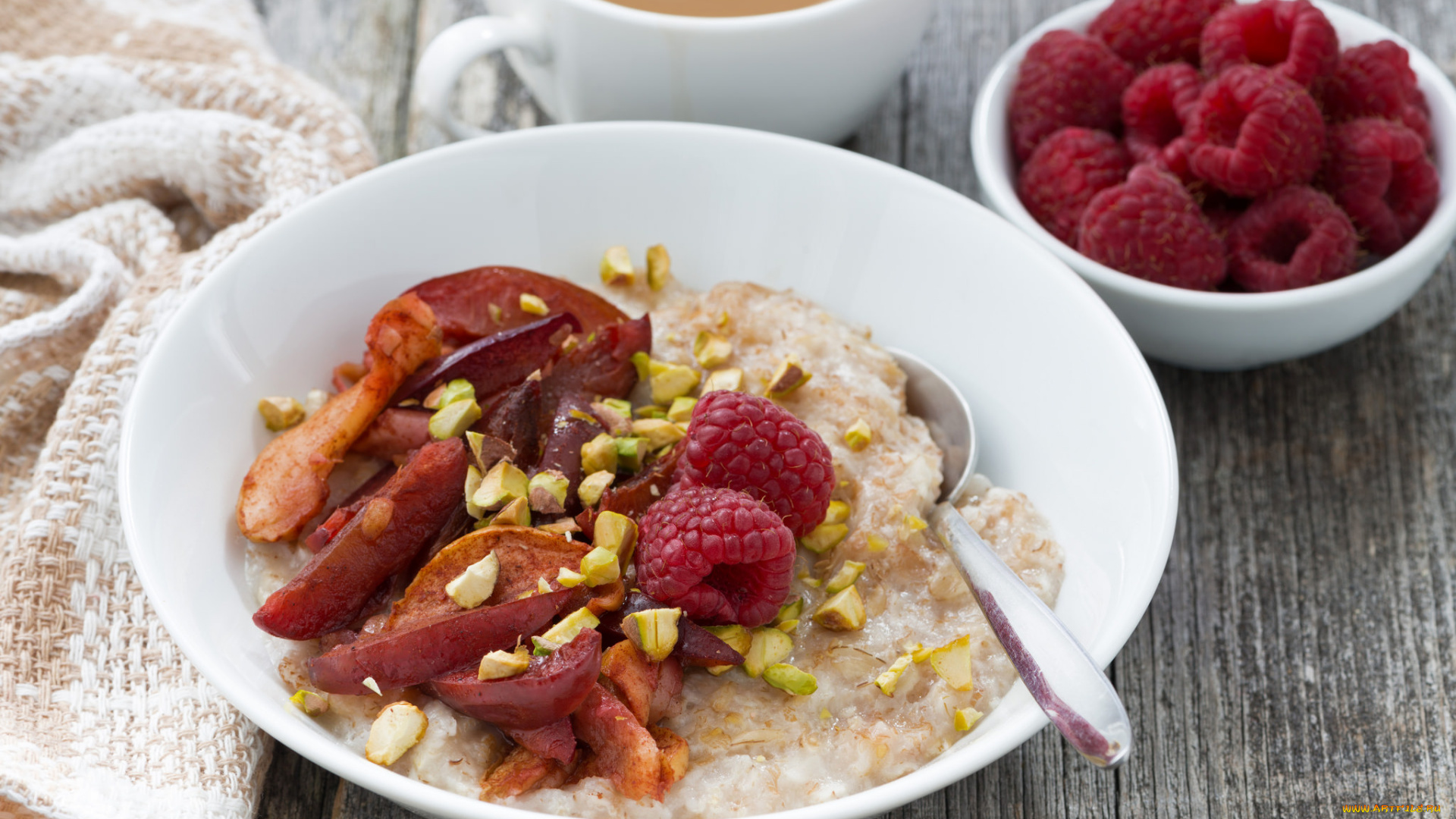 еда, разное, dried, fruits, raspberry, porridge, breakfast, сухофрукты, завтрак, каша, малина