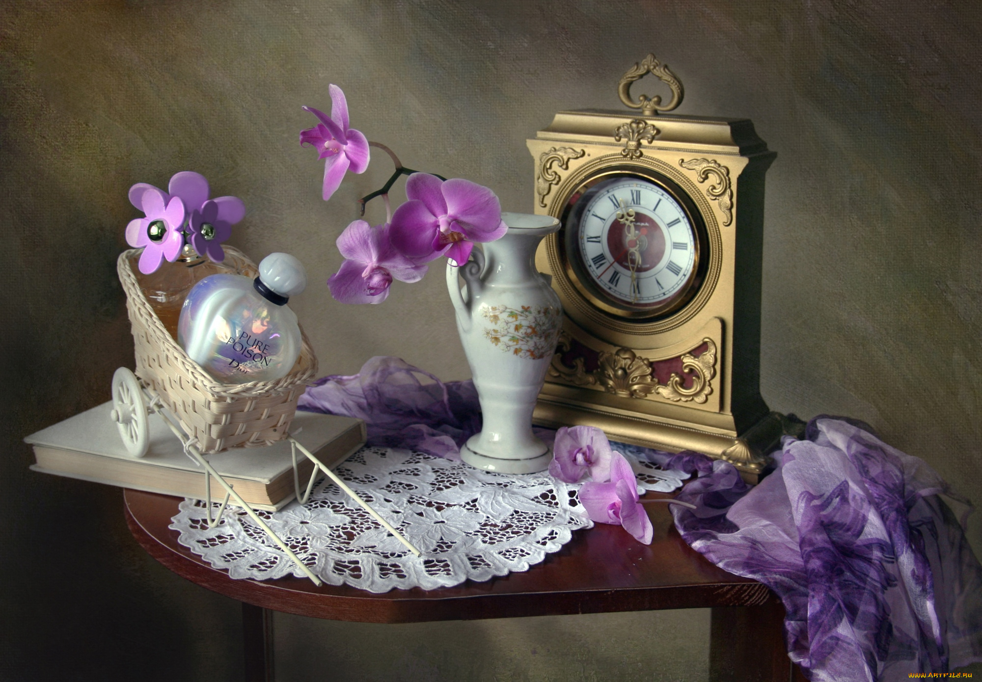 цветы, орхидеи, духи, часы