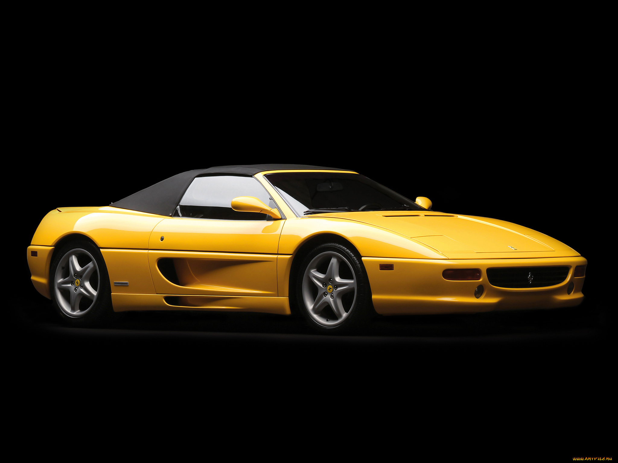 автомобили, ferrari, желтый, 1994г, us-spec, spider, f355