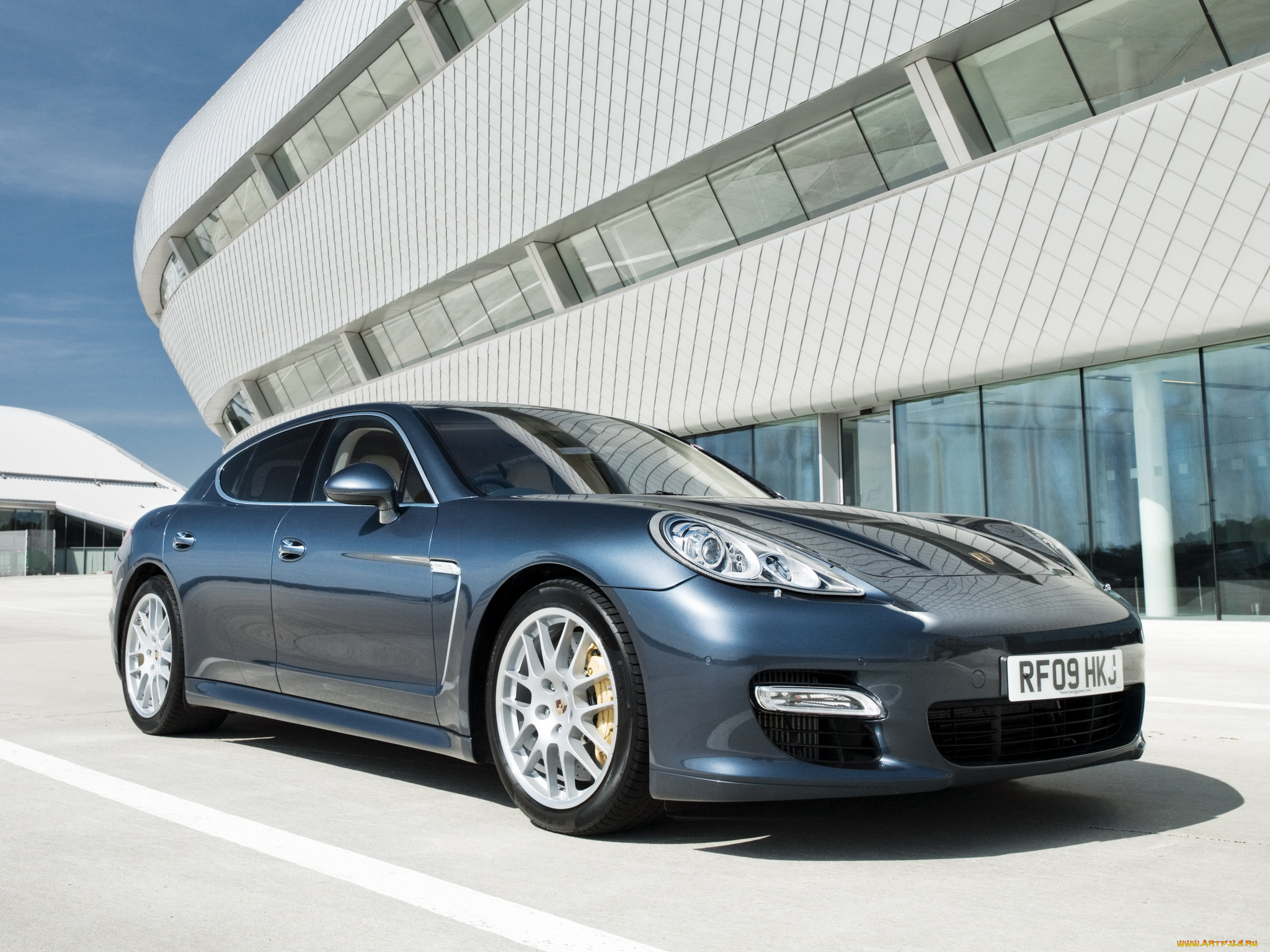 автомобили, porsche, panamera, 2009, 970, uk-spec, turbo, синий