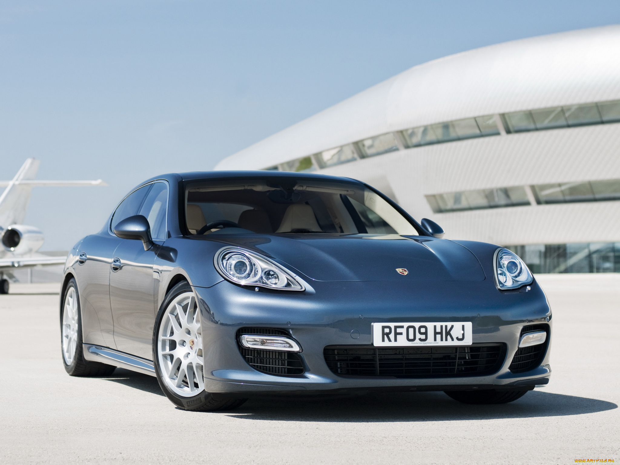 автомобили, porsche, синий, 2009, 970, panamera, turbo, uk-spec