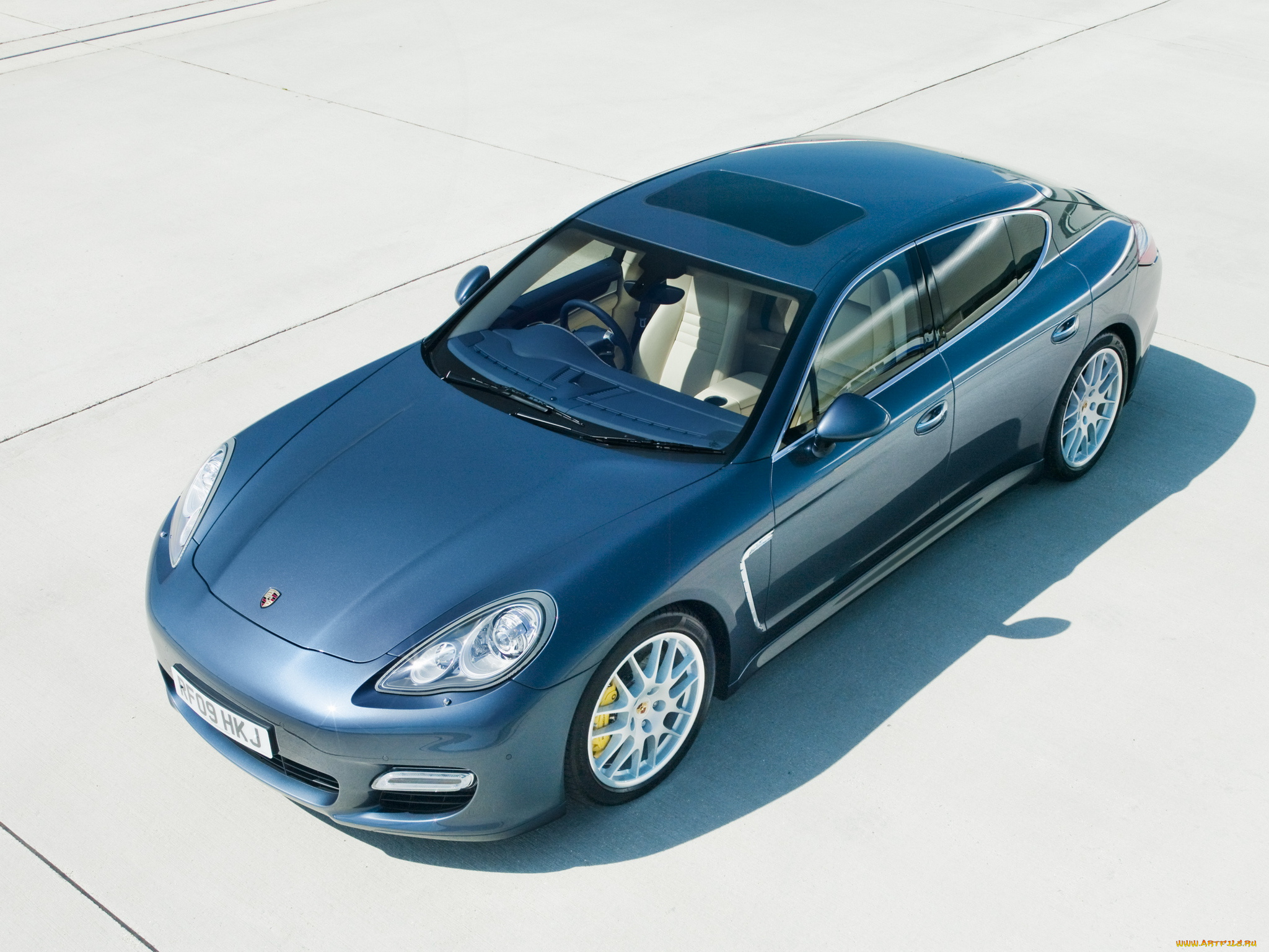 автомобили, porsche, синий, 2009, 970, uk-spec, turbo, panamera