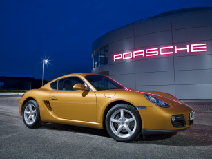 обоя автомобили, porsche, uk-spec, cayman, 2009, 987c, желтый