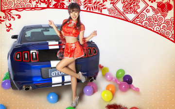 Картинка автомобили авто+с+девушками девушка автомобиль азиатка улыбка шары