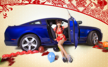 Картинка автомобили авто+с+девушками девушка автомобиль азиатка улыбка шары